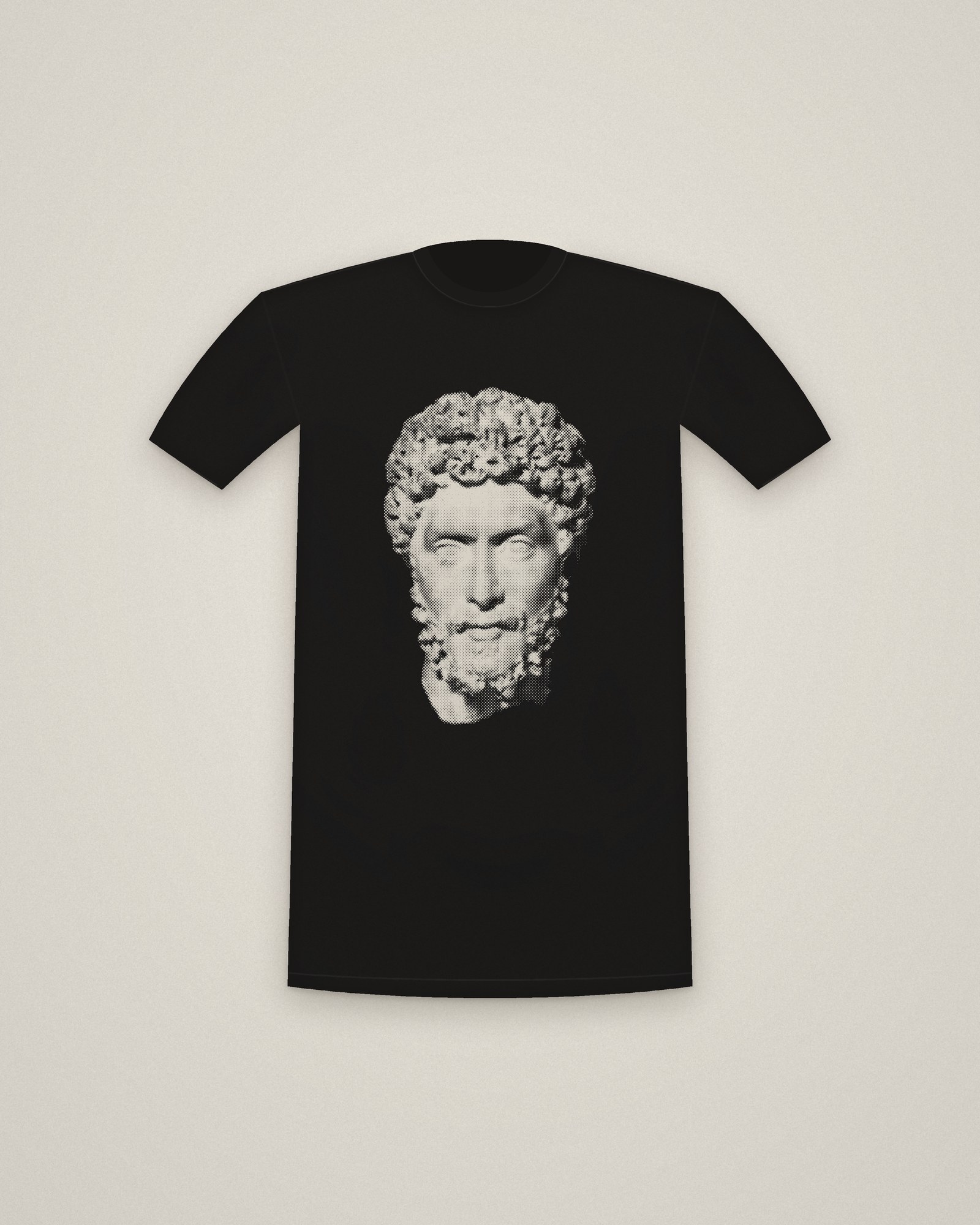 Antonine Noble Tee in Black, Portrait Head of a Noble or Official printed in halftone