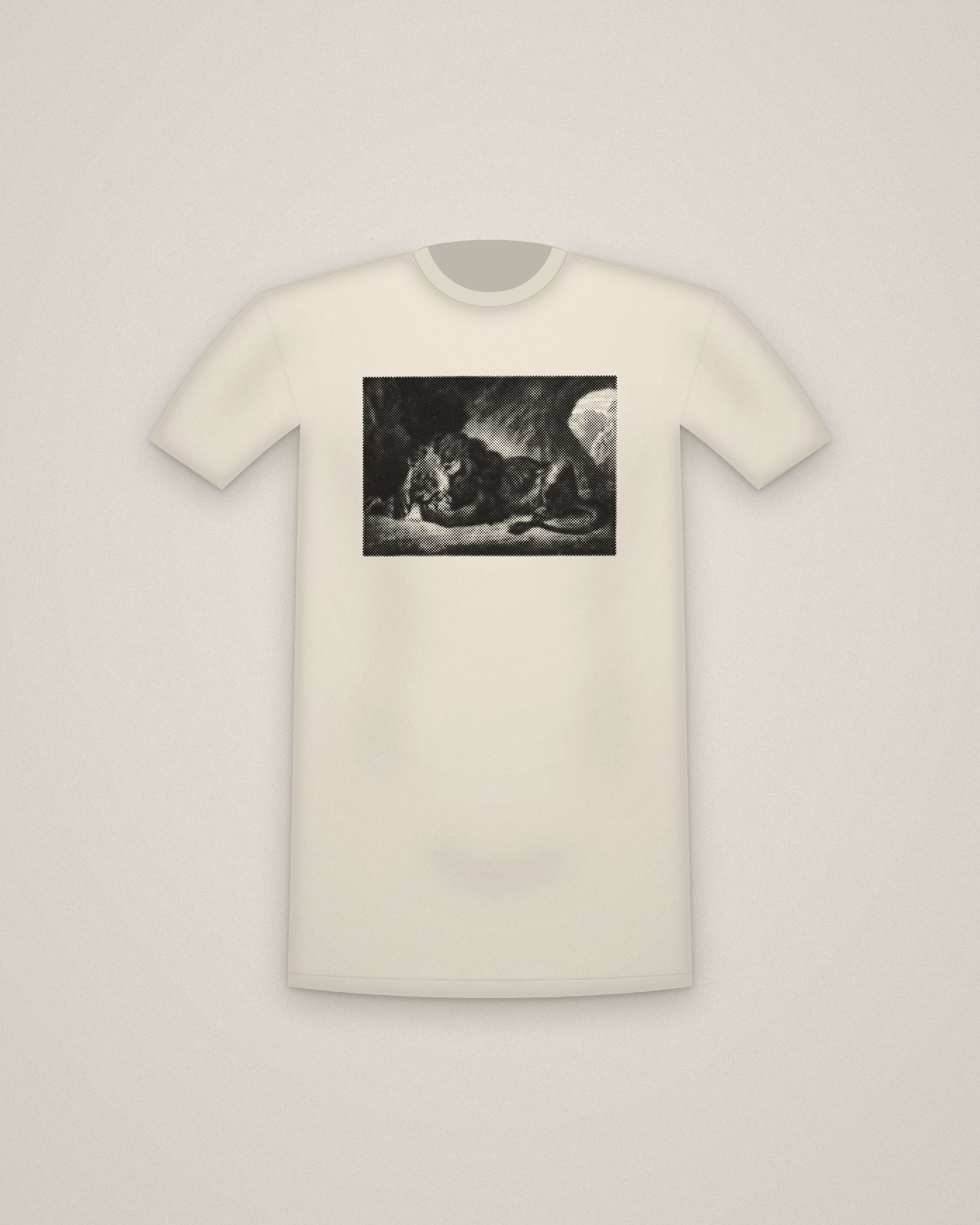 Atlas Lion Tee in Natural, Lion of the Atlas Mountains printed in halftone