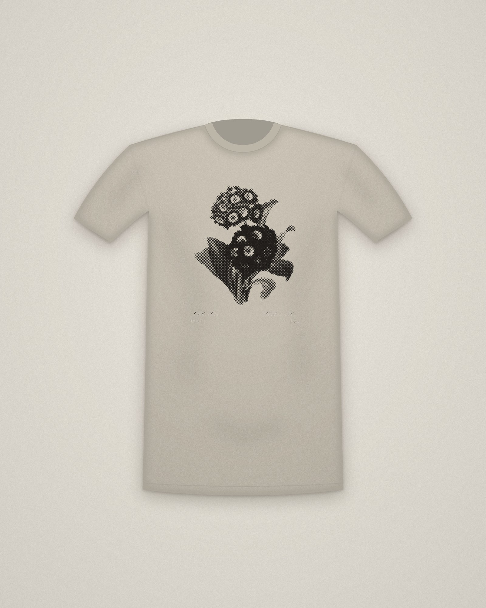 Auricula Tee in Stone, Primula auricula printed in halftone