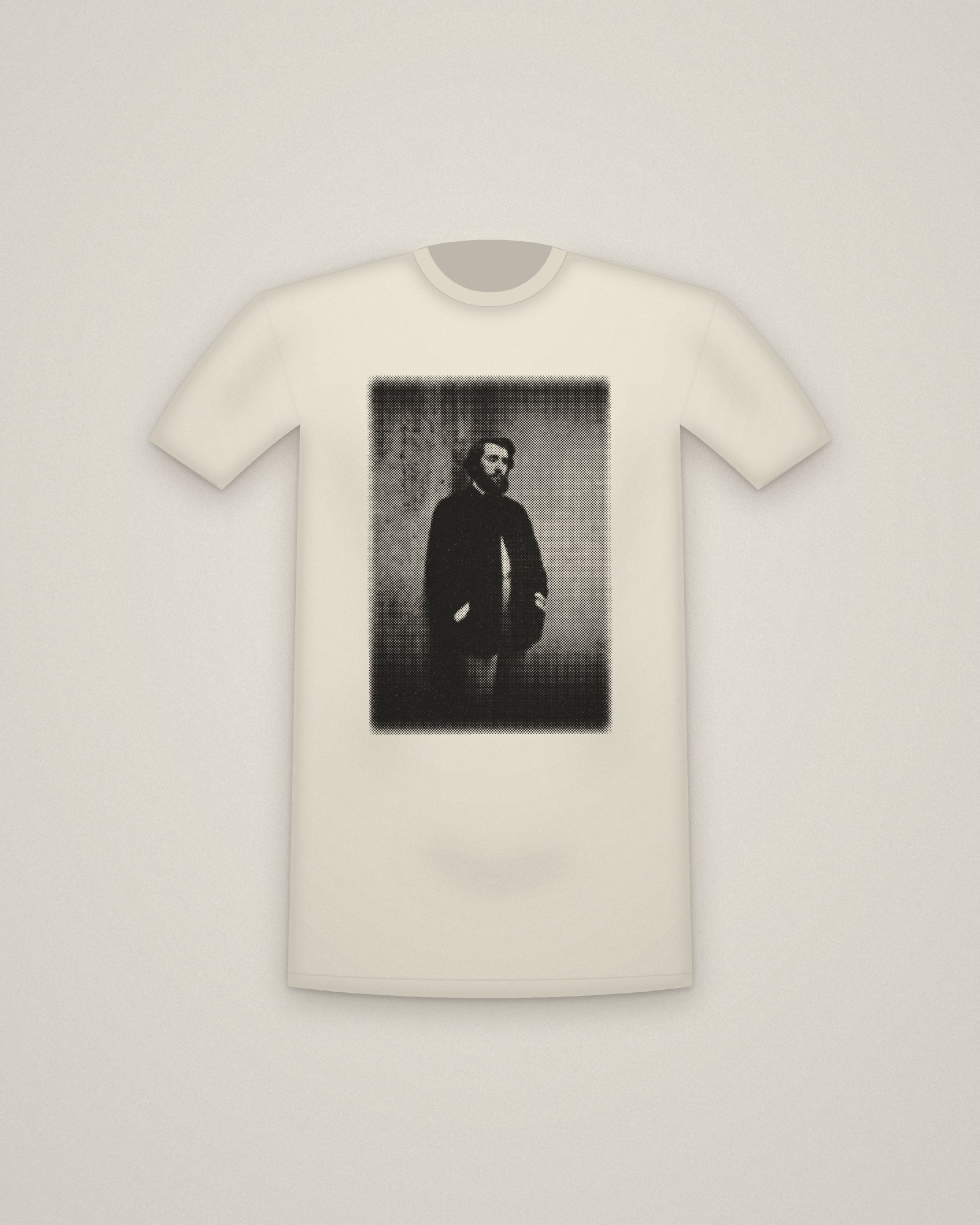 Cottinet Tee in Natural, Portrait of Edmond Cottinet printed in halftone