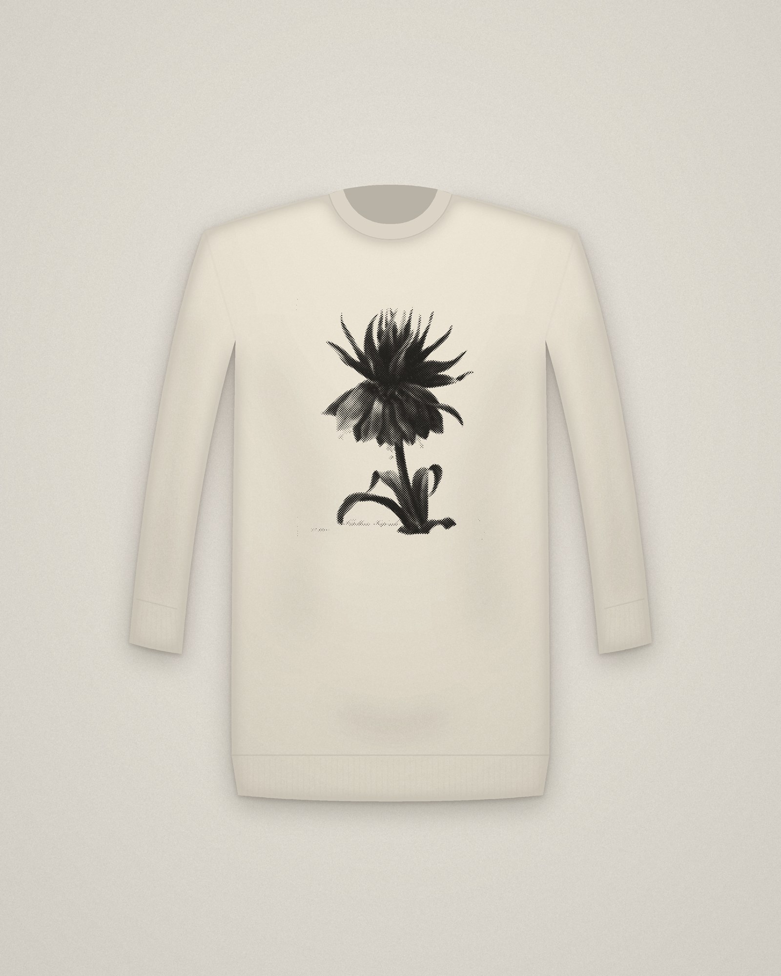 Crown Imperial Crewneck in Natural, Crown Imperial Fritillary printed in halftone