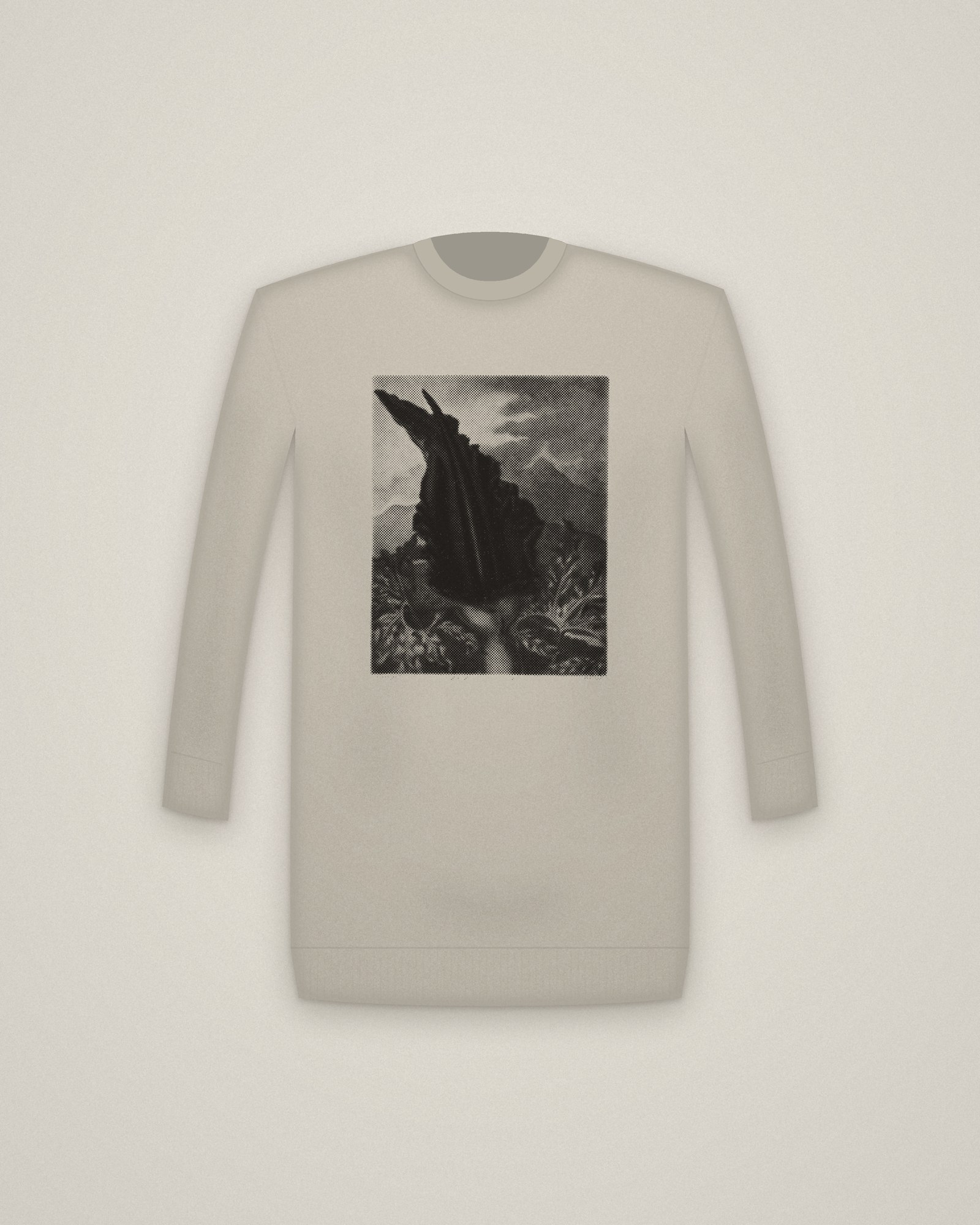 Dragon Arum Crewneck in Stone, The Dragon Arum, Black Calla or Solomon's Lily, from The Temple of Flora printed in halftone