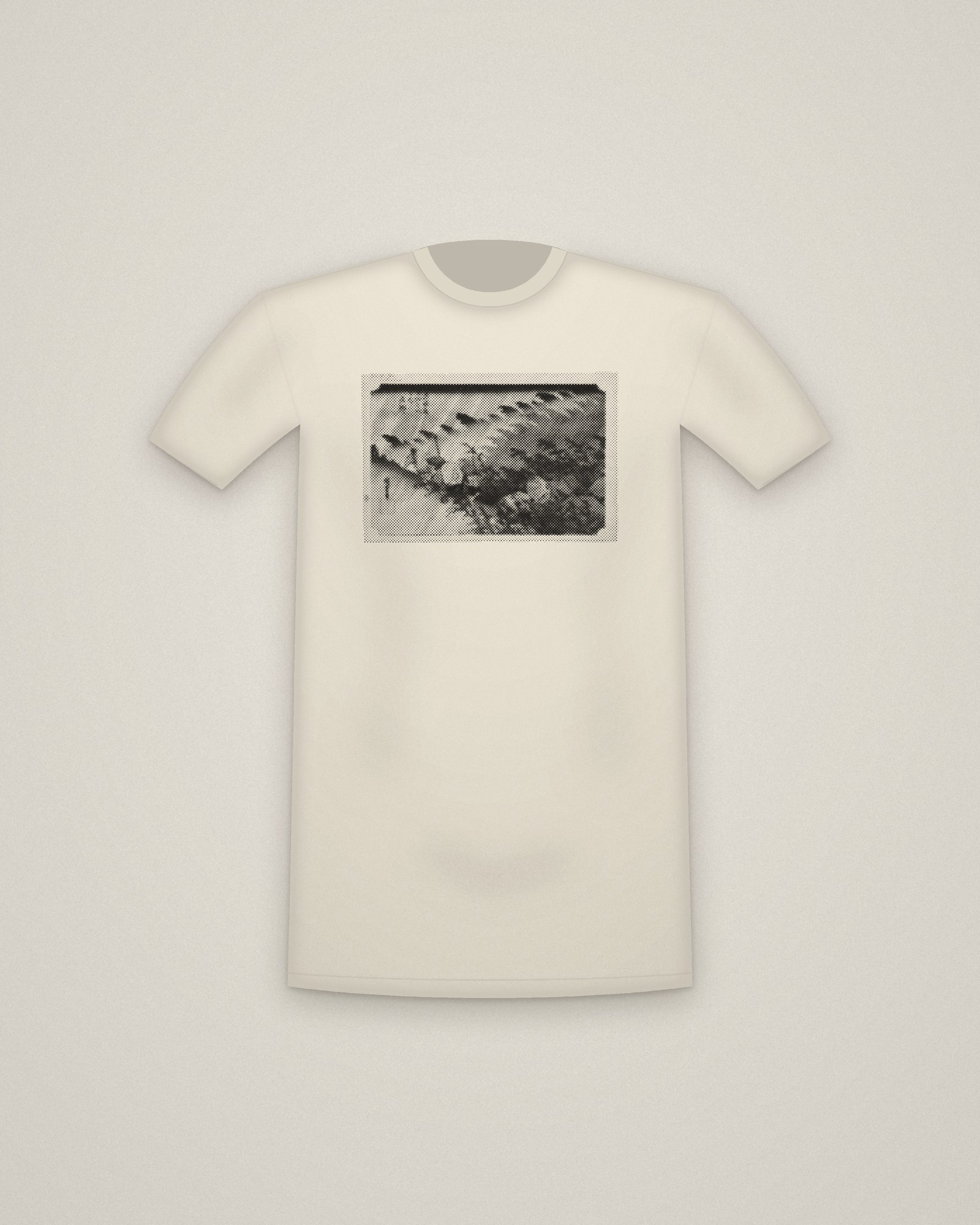 Driving Rain Tee in Natural, Driving Rain at Shōno, from Fifty-three Stations of the Tōkaidō printed in halftone
