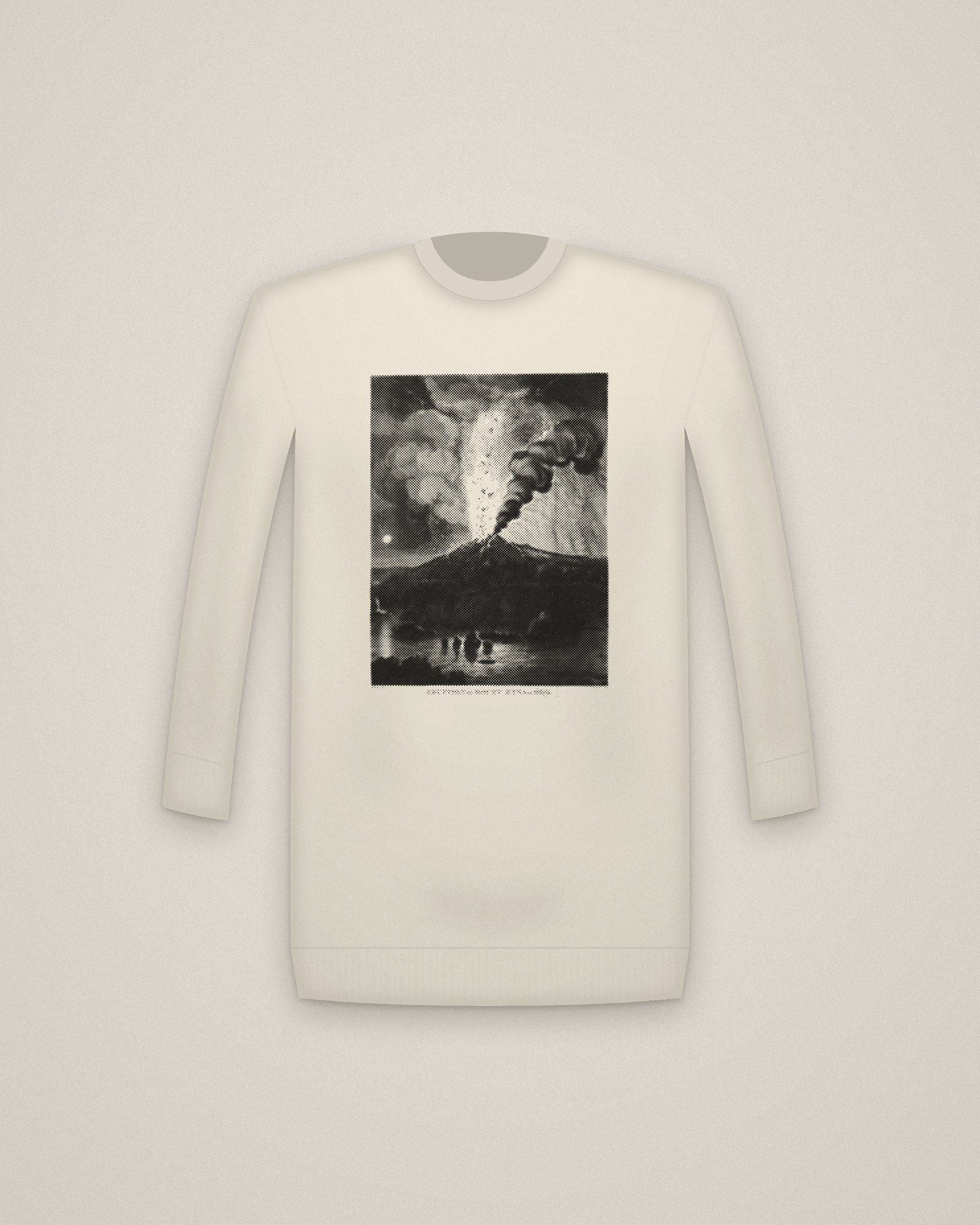 Etna Crewneck in Natural, Eruption of Mount Aetna in 1669 printed in halftone