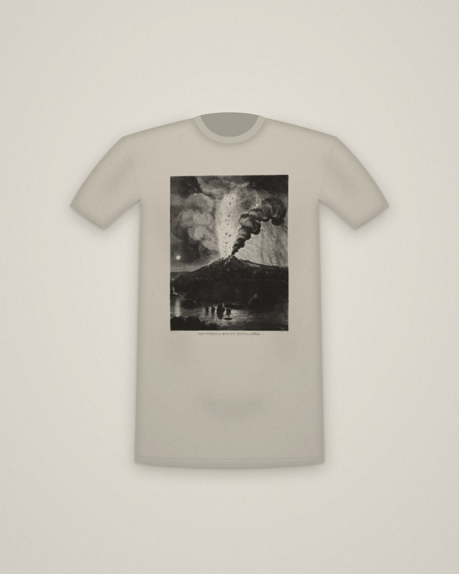 Etna Tee in Stone, Eruption of Mount Aetna in 1669 printed in halftone