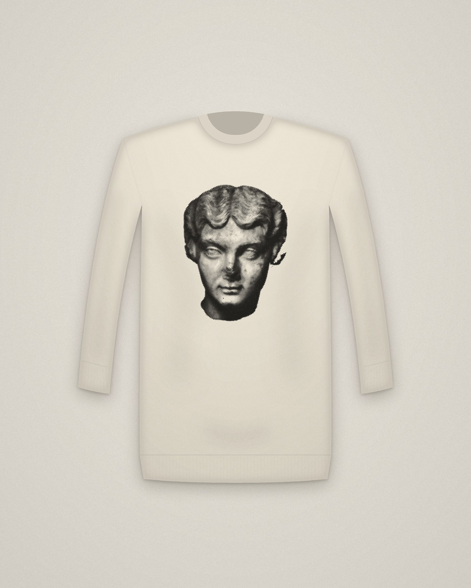 Faustina Crewneck in Natural, Portrait Head of a Woman, Probably the Empress Faustina Minor printed in halftone