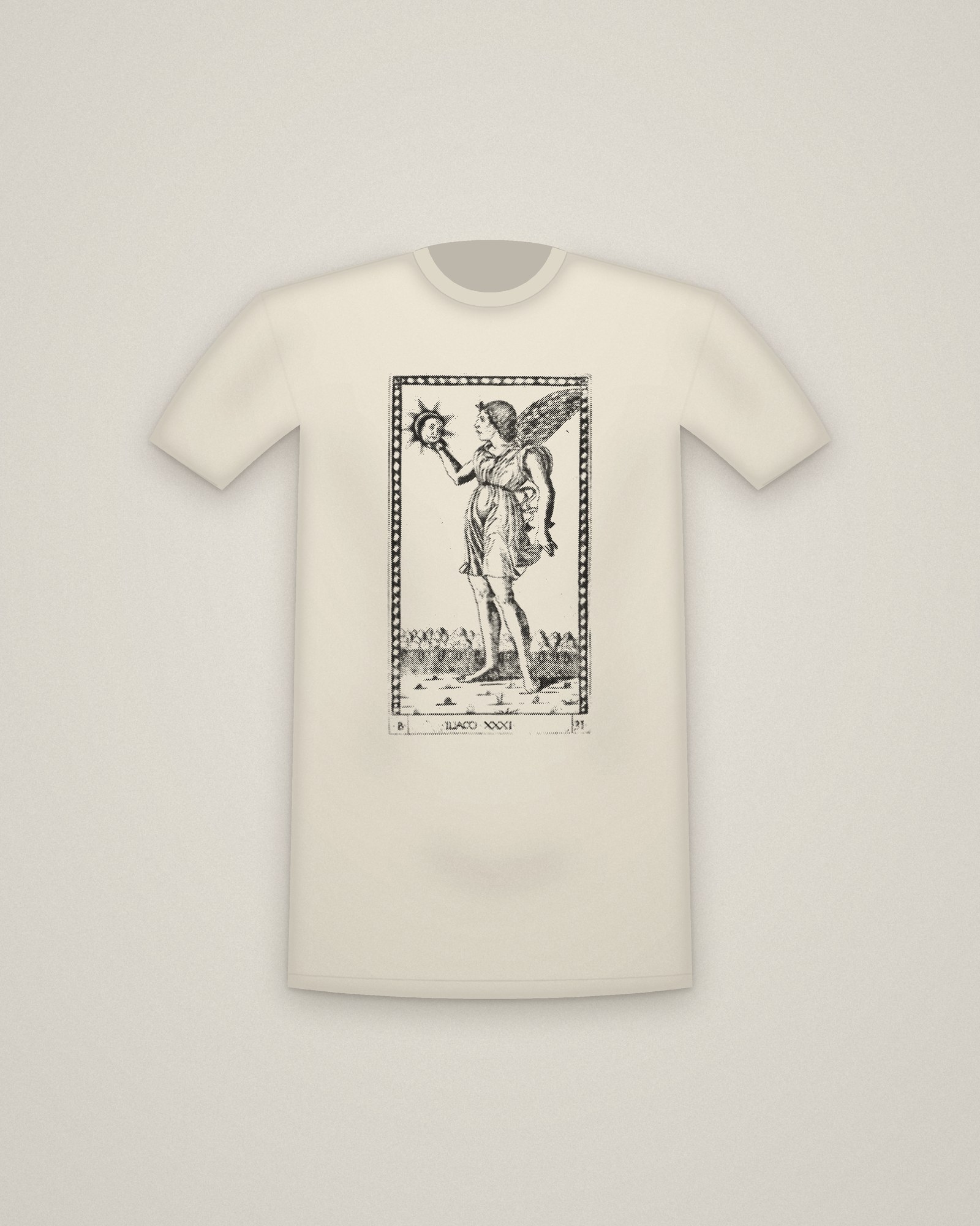 Genius of the Sun Tee in Natural, Genius of the Sun, from the Tarocchi printed in halftone