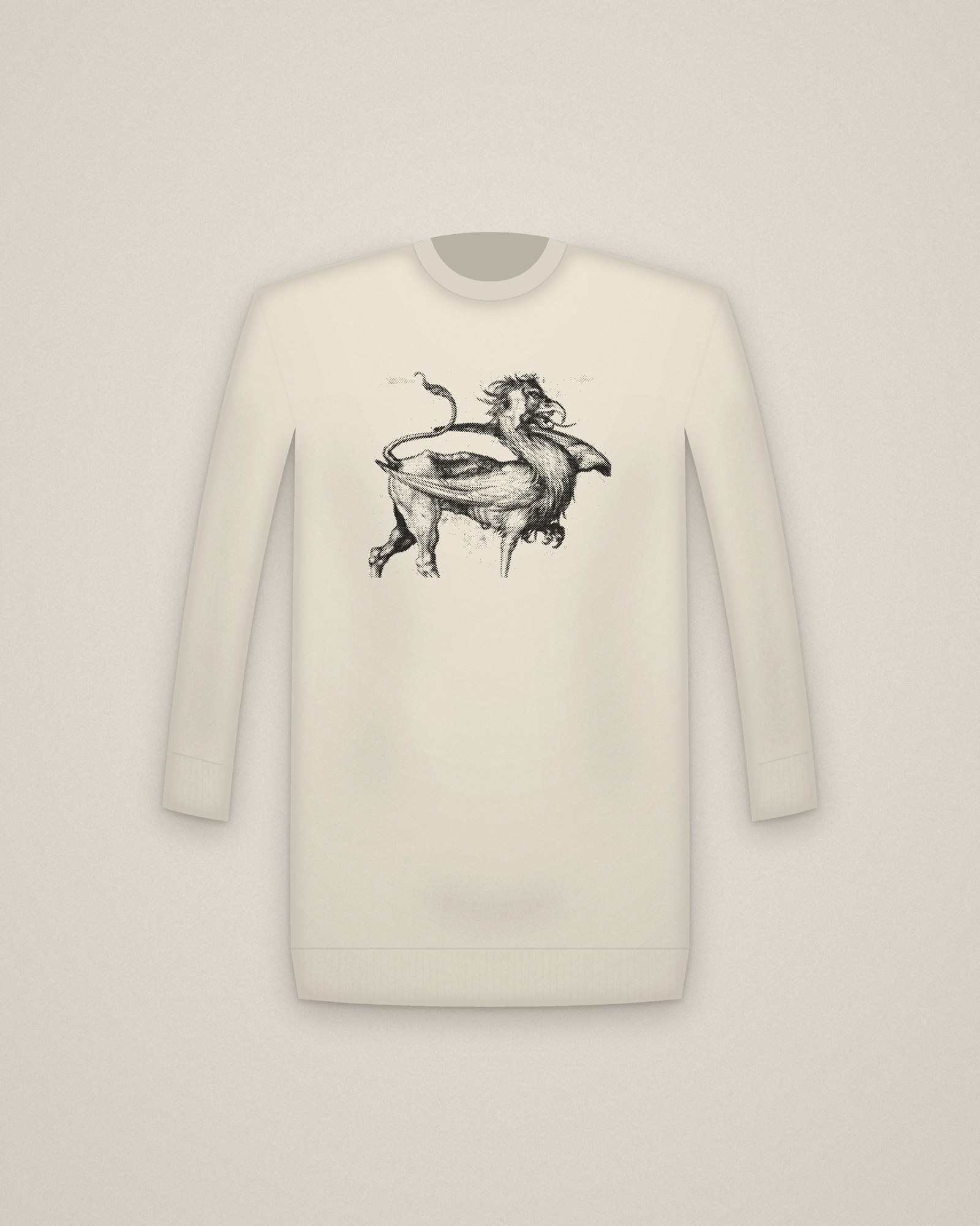 Griffin Crewneck in Natural, The Griffin printed in halftone