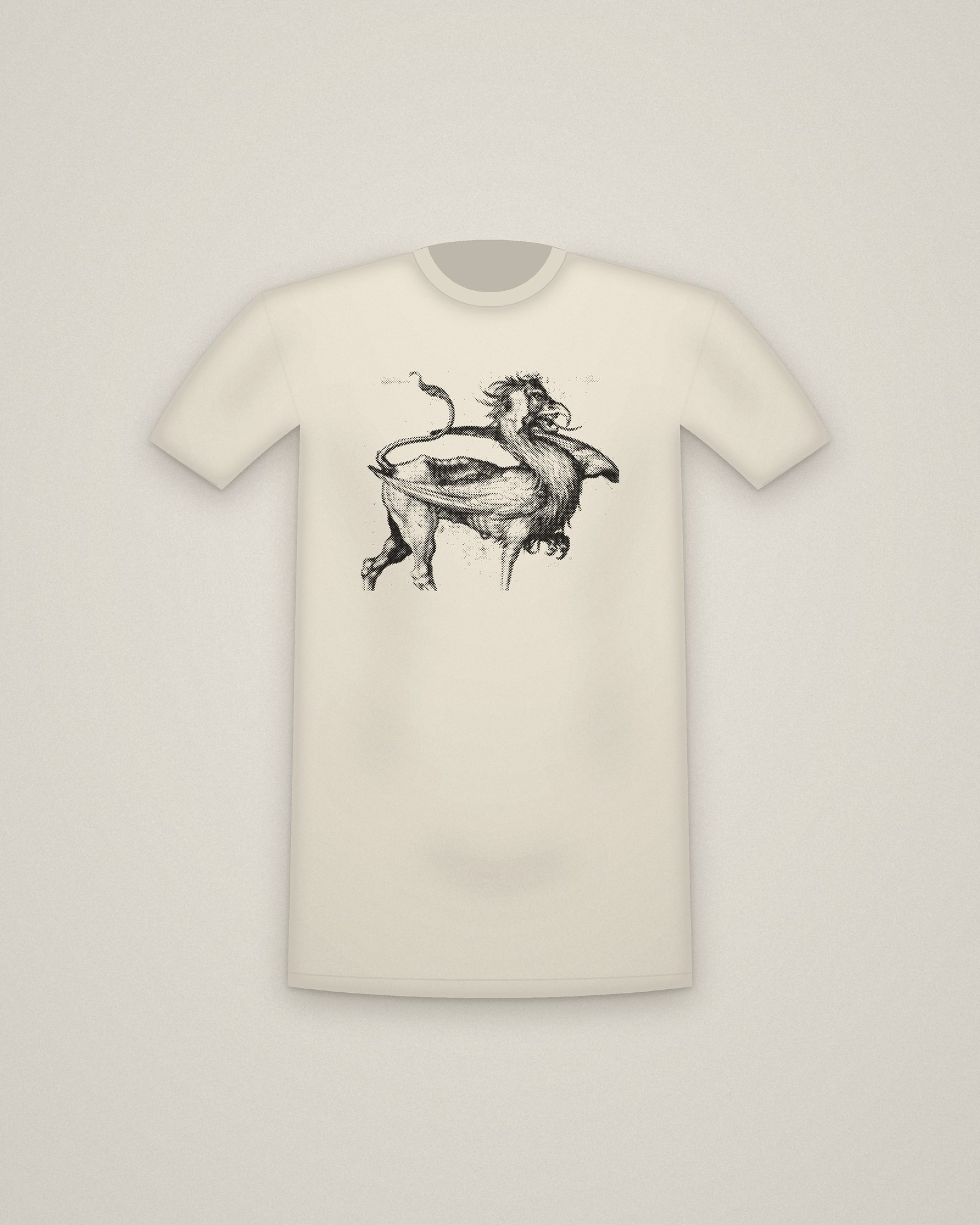 Griffin Tee in Natural, The Griffin printed in halftone