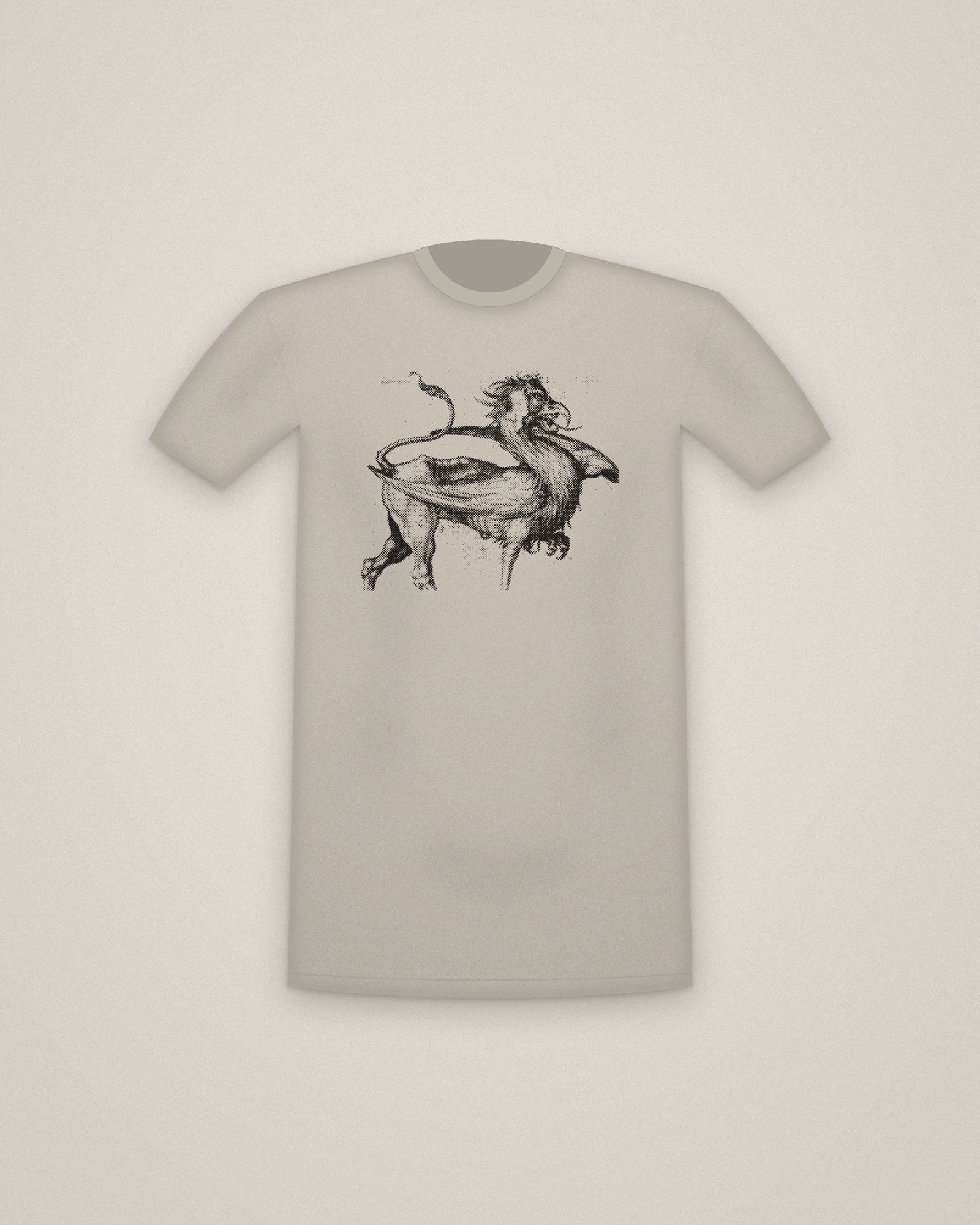 Griffin Tee in Stone, The Griffin printed in halftone