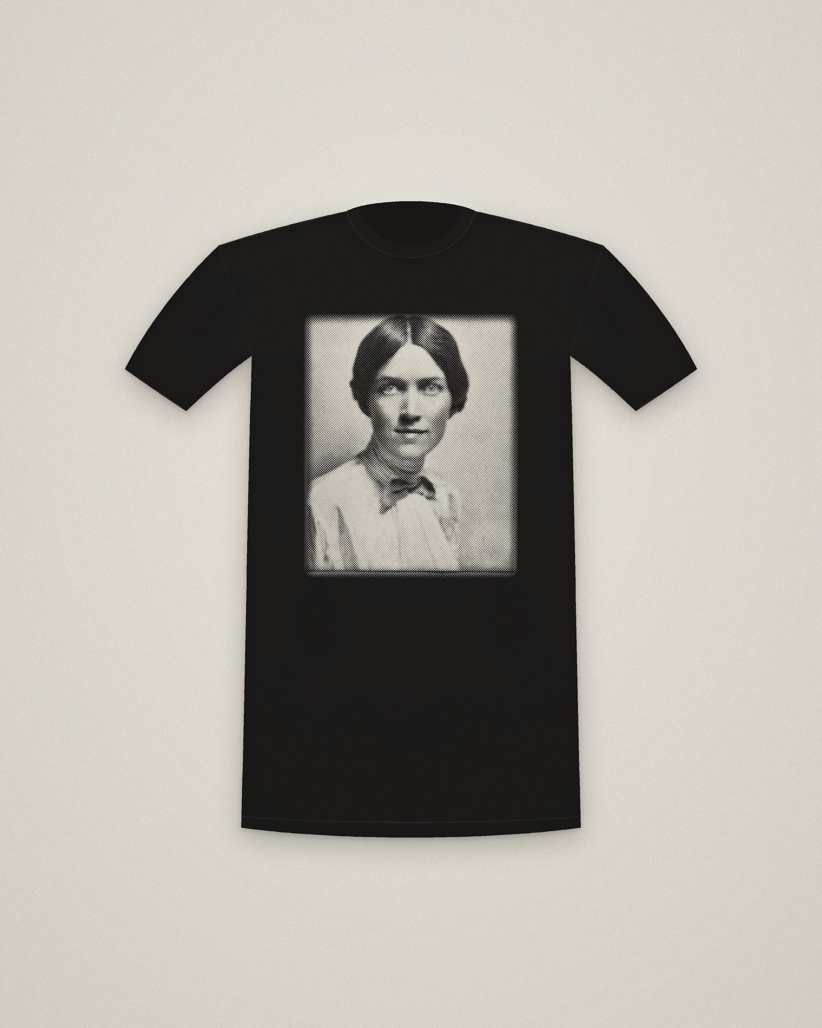 Honoré Tee in Black, Portrait of Honoré Willsie Morrow printed in halftone