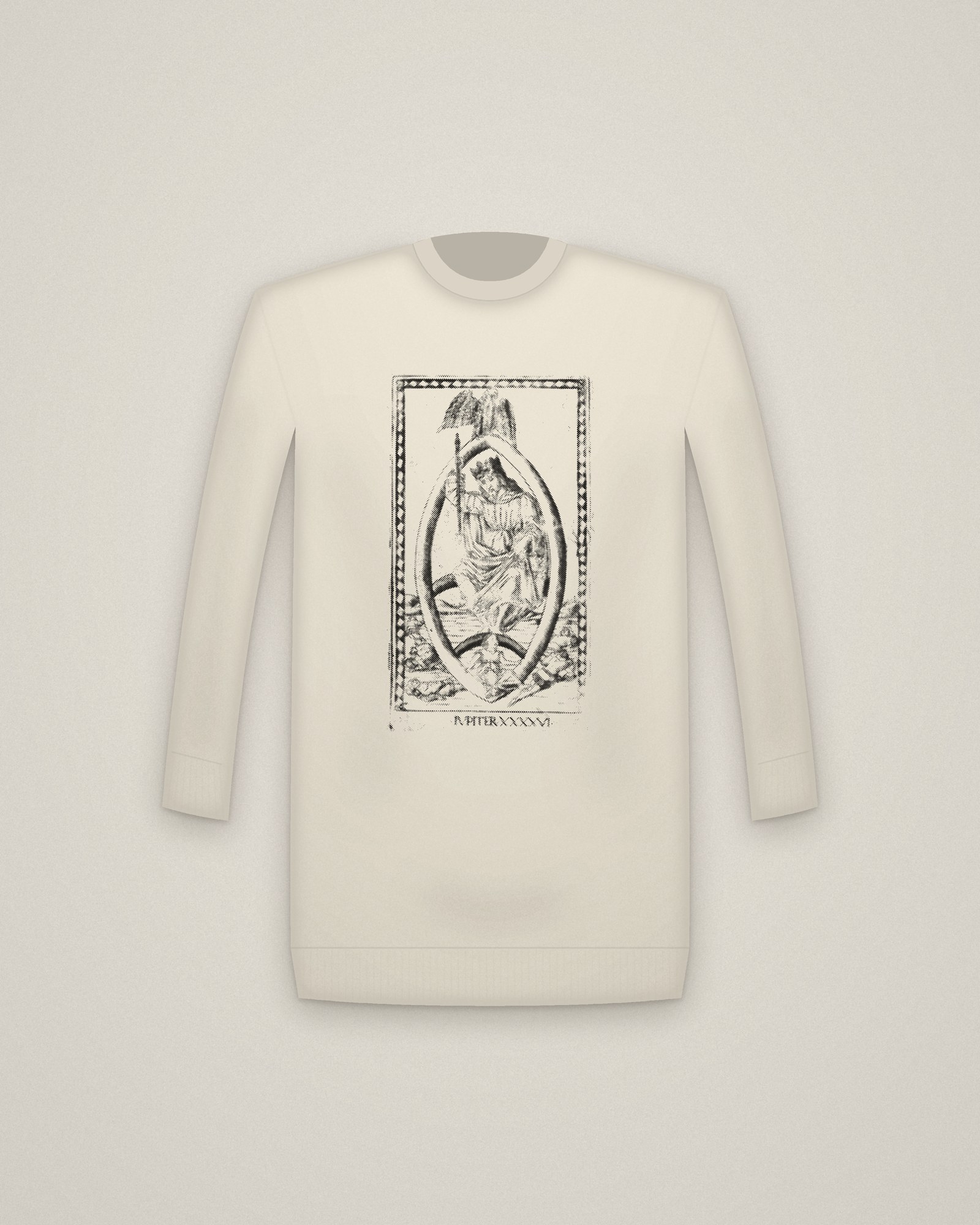 Jupiter Crewneck in Natural, Jupiter, from the Tarocchi: Firmaments of the Universe printed in halftone
