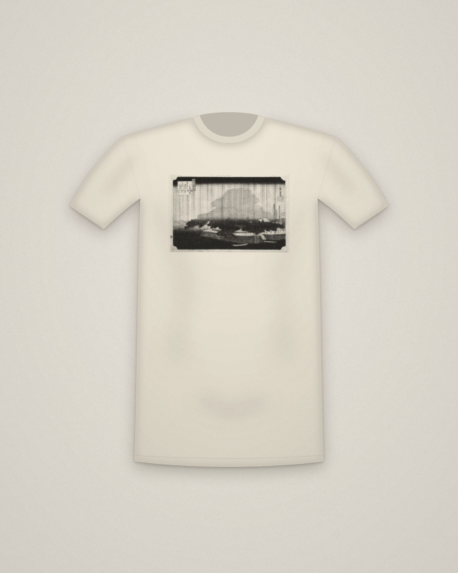 Karasaki Pine Tee in Natural, Night Rain at Karasaki, from Eight Views of Ōmi printed in halftone