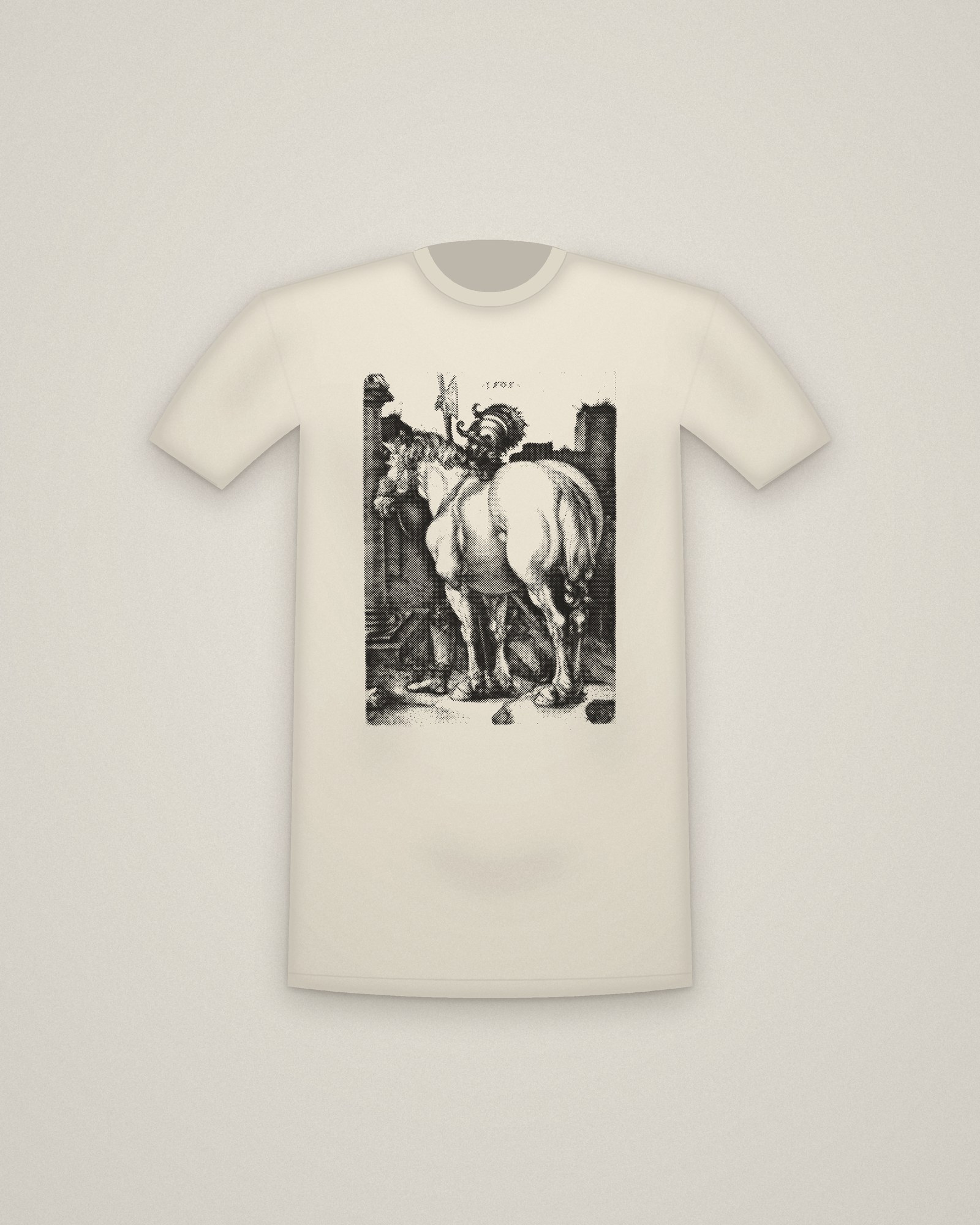 Large Horse Tee in Natural, The Large Horse printed in halftone