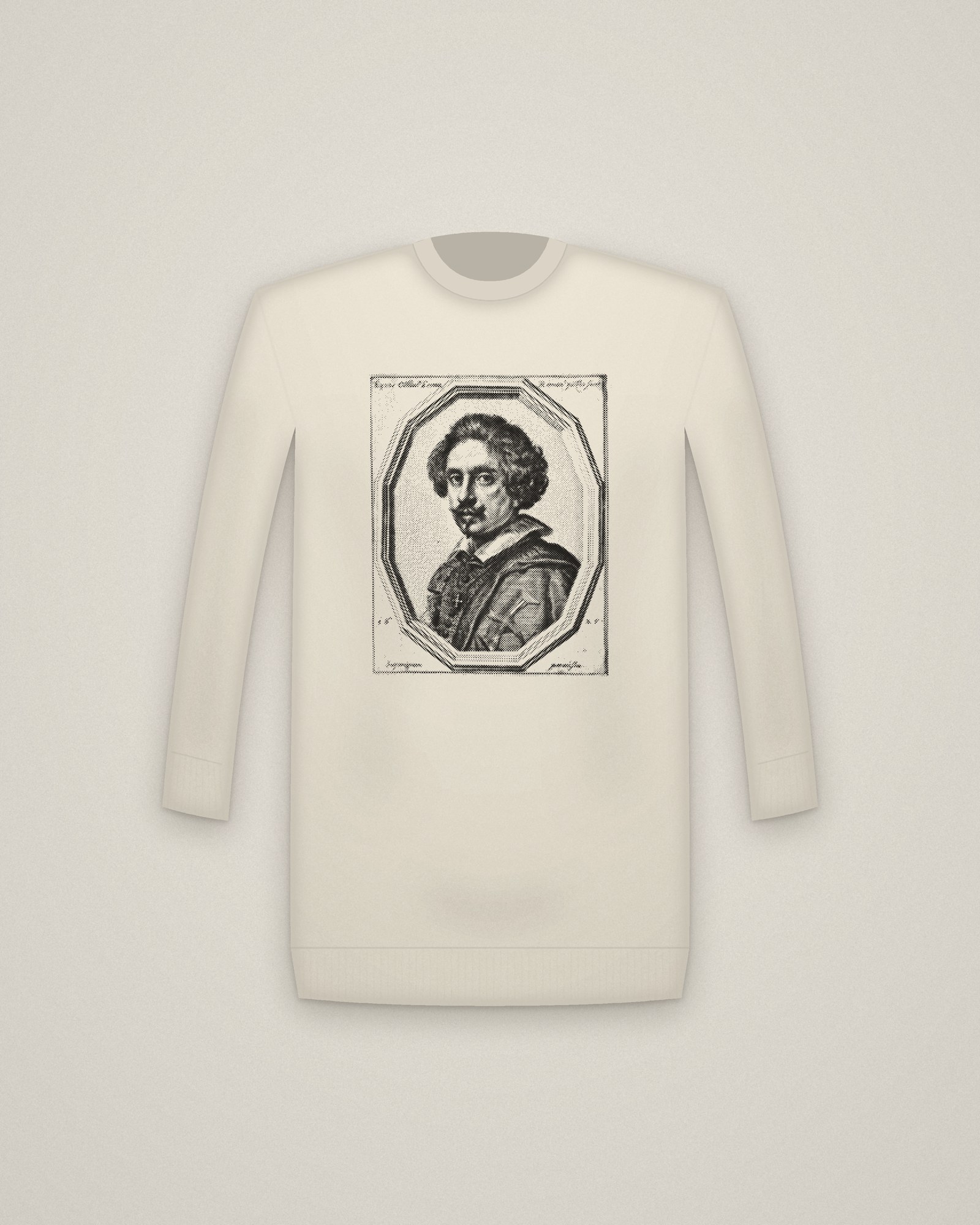Leoni Crewneck in Natural, Self-Portrait printed in halftone