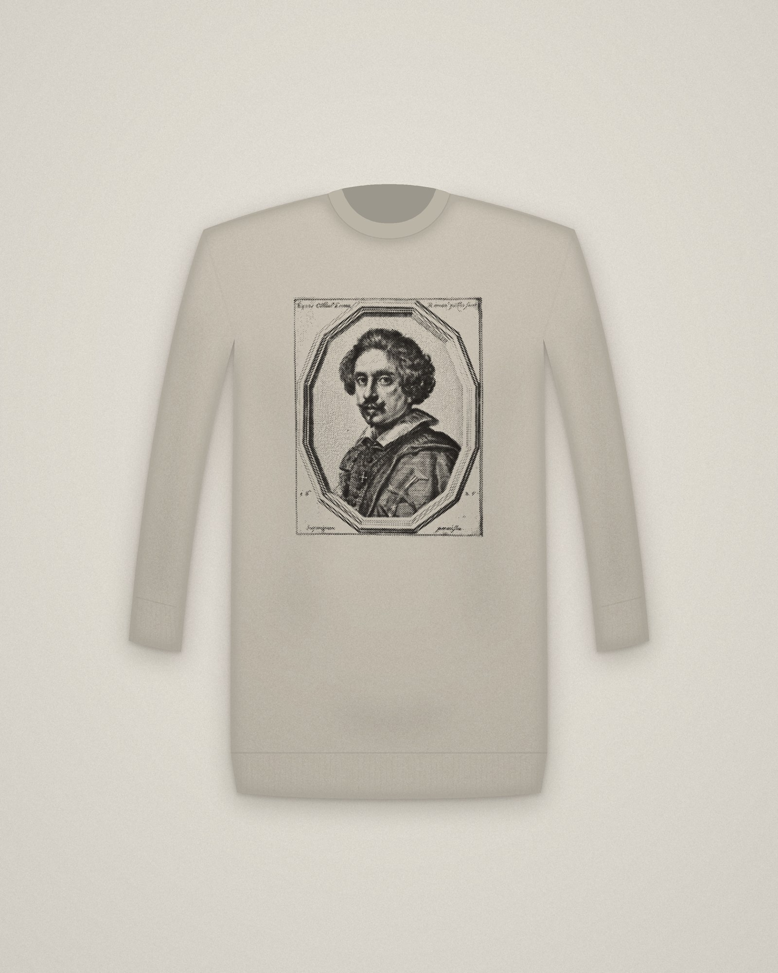 Leoni Crewneck in Stone, Self-Portrait printed in halftone