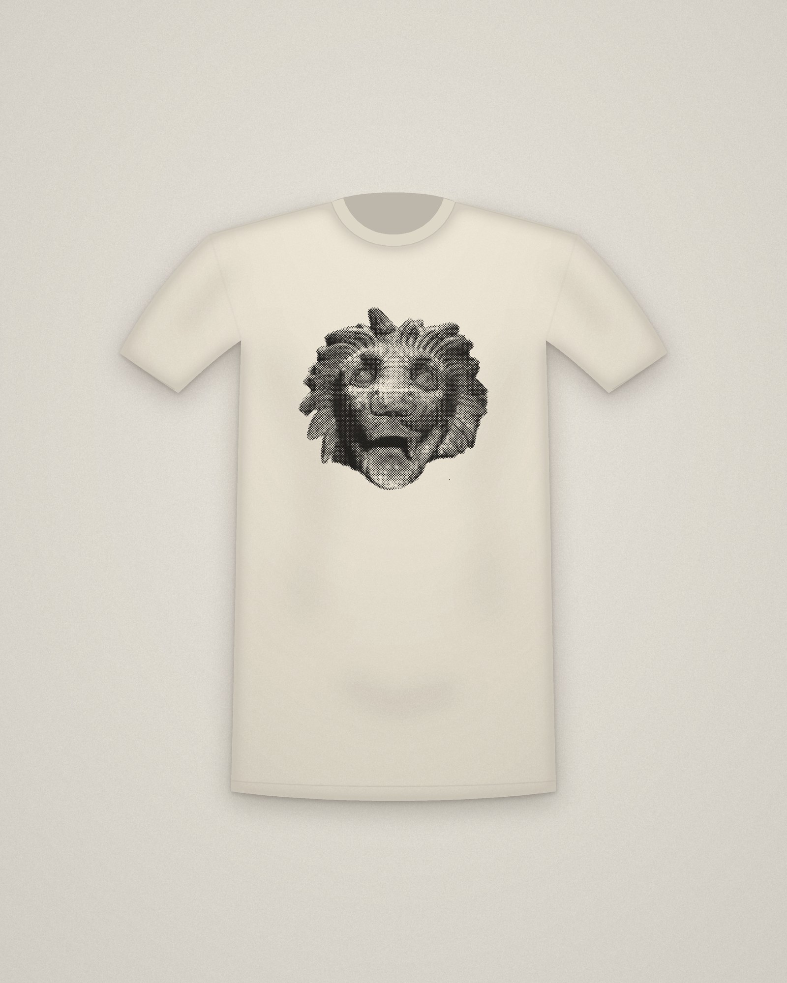 Lion's Head Tee in Natural, Lion's Head printed in halftone