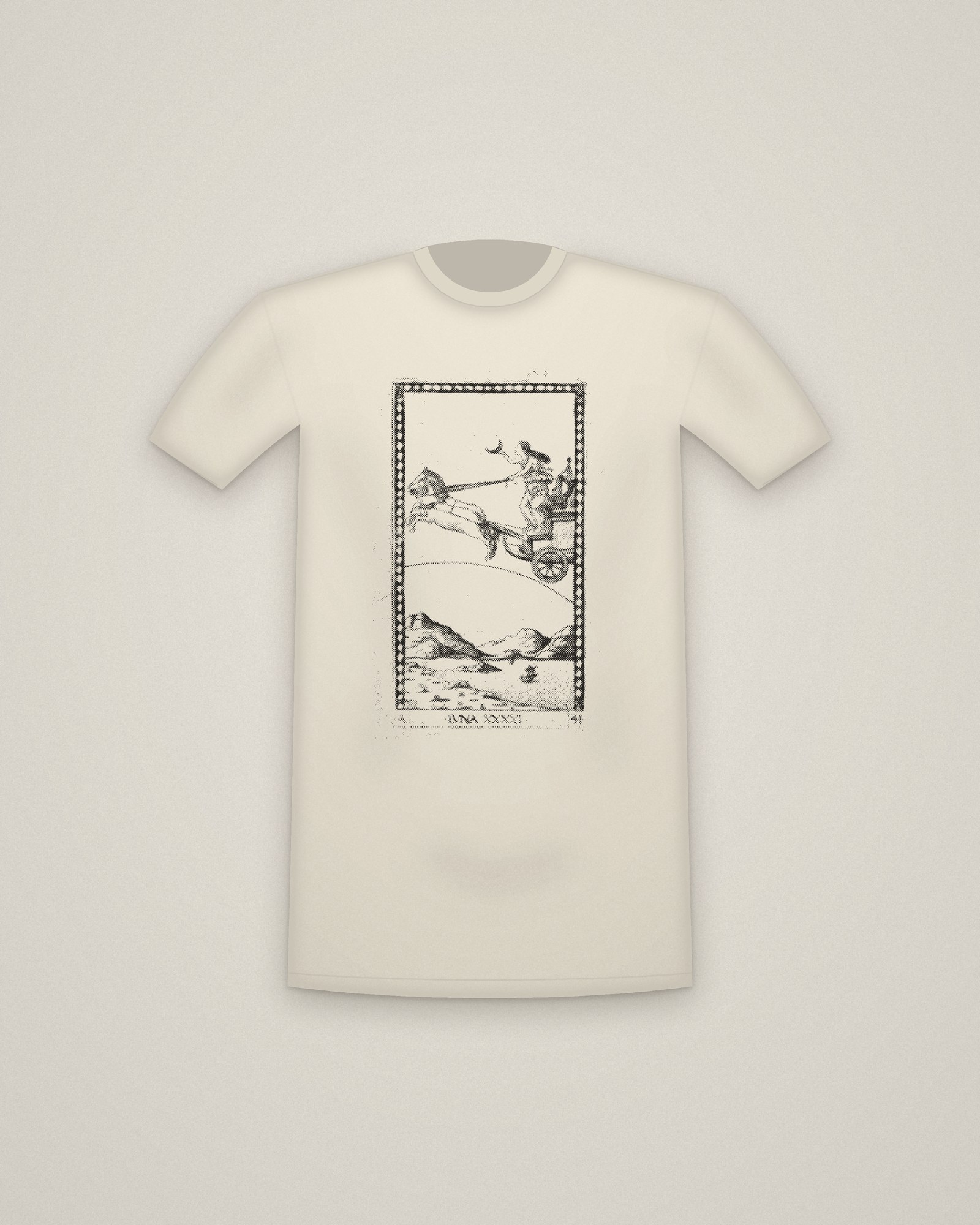 Luna Tee in Natural, Luna, from the Tarocchi, Series A: Firmaments of the Universe printed in halftone
