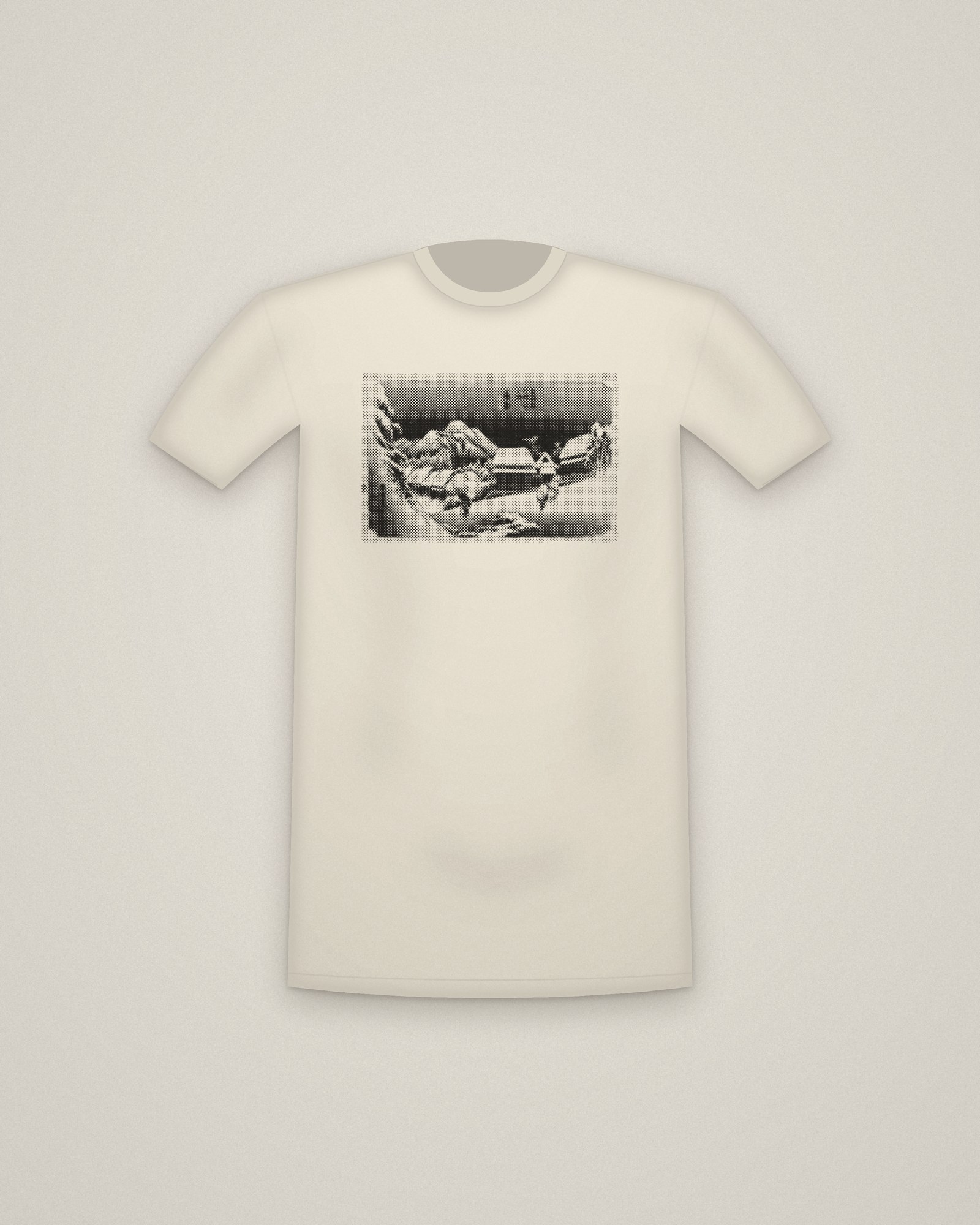 Night Snow Tee in Natural, Evening Snow at Kambara, from Fifty-three Stations of the Tōkaidō printed in halftone