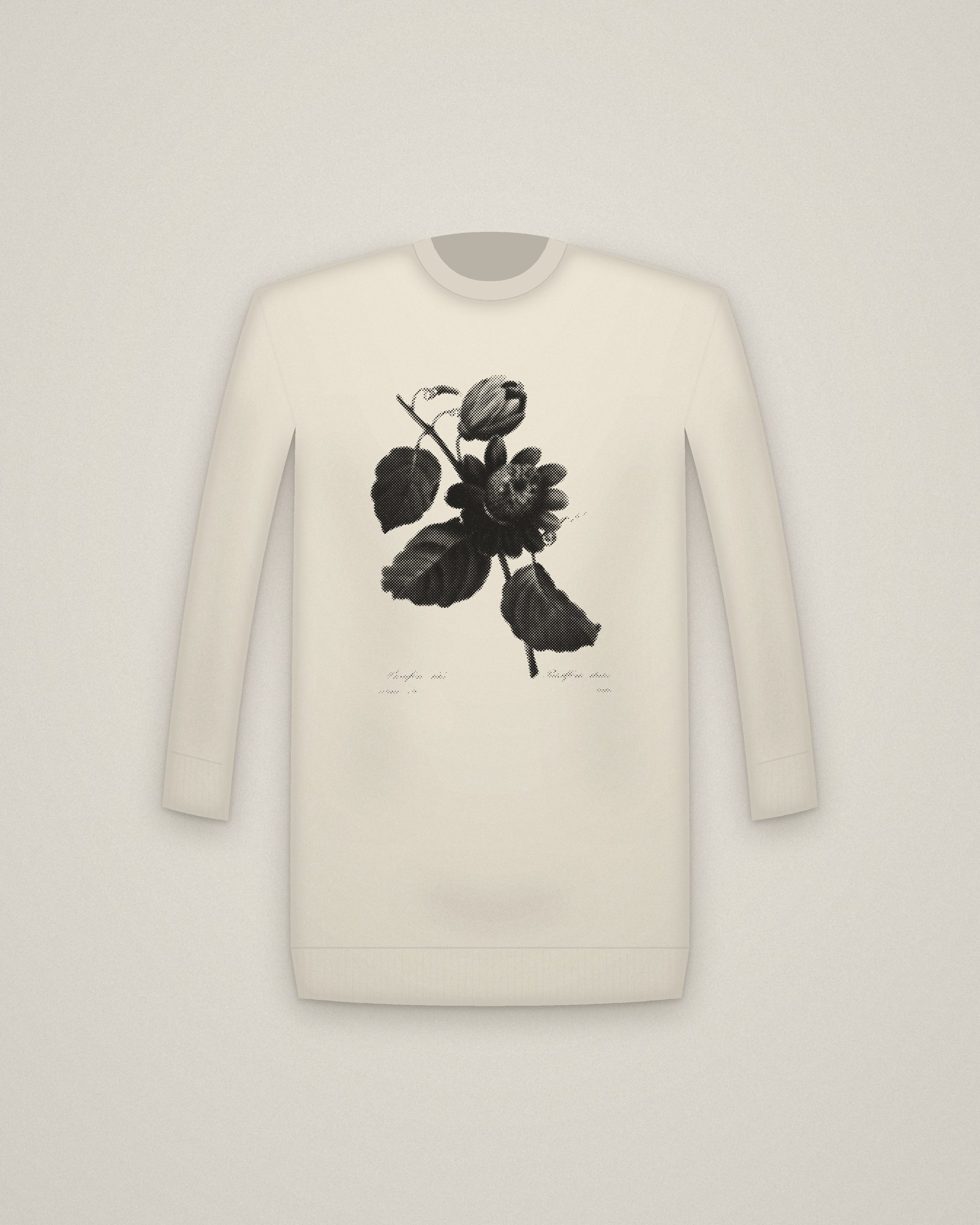Passion Flower Crewneck in Natural, Passiflore ailée, from Choix des plus belles fleurs printed in halftone