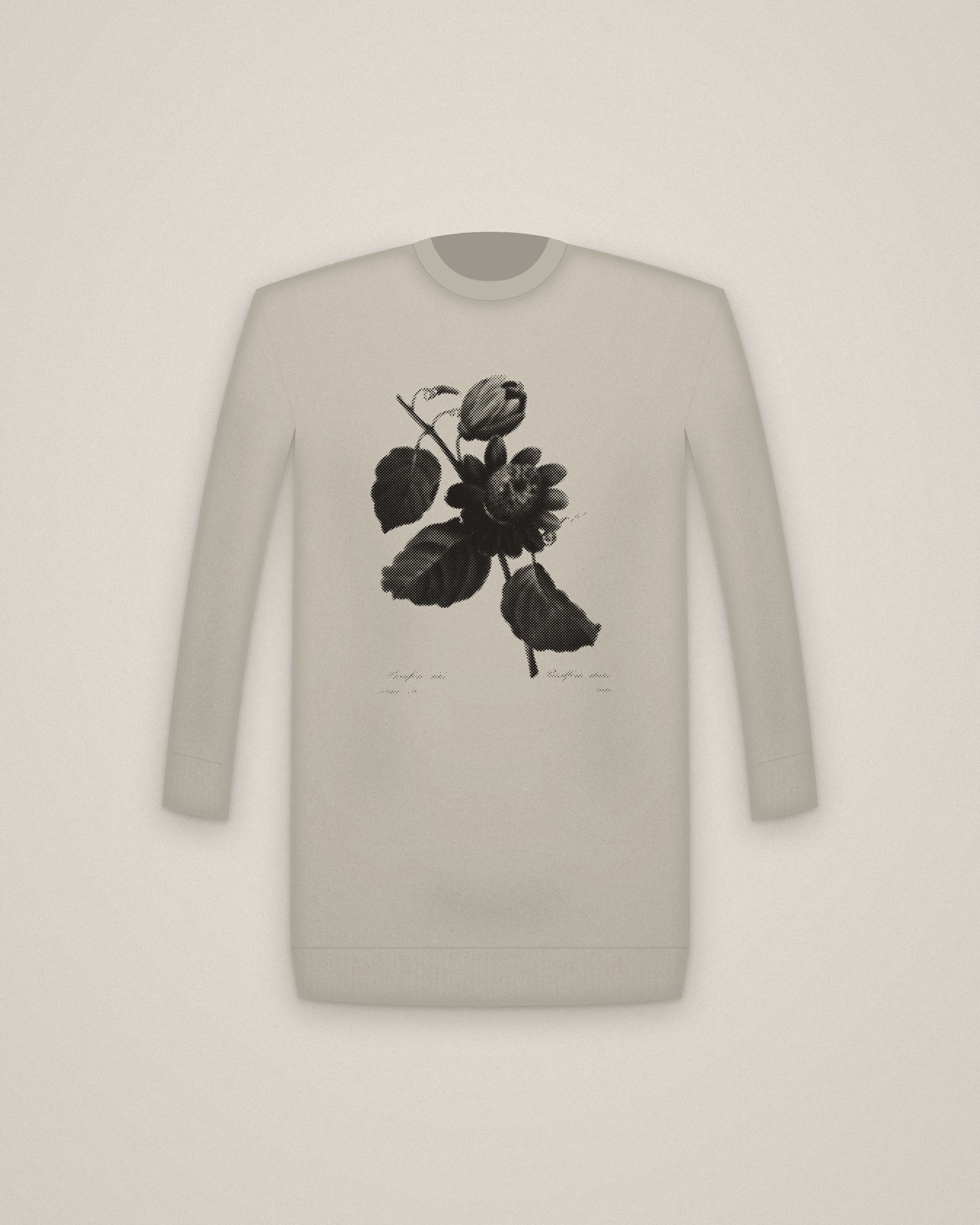 Passion Flower Crewneck in Stone, Passiflore ailée, from Choix des plus belles fleurs printed in halftone