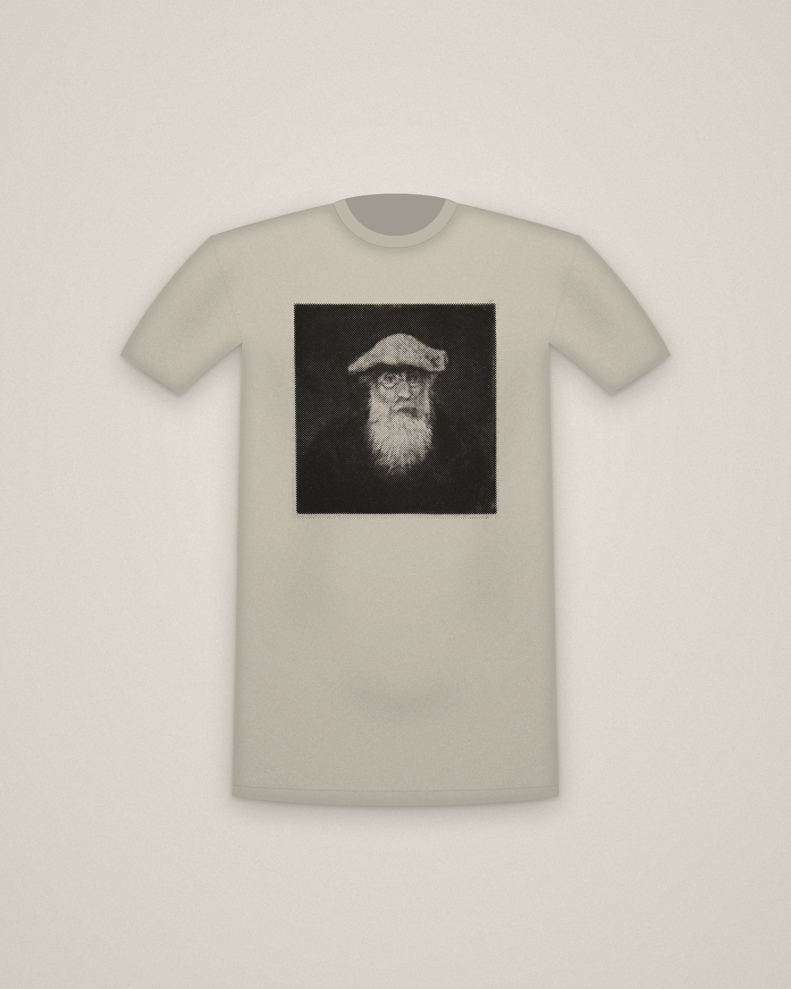 Pissarro Tee in Stone, Self-Portrait printed in halftone
