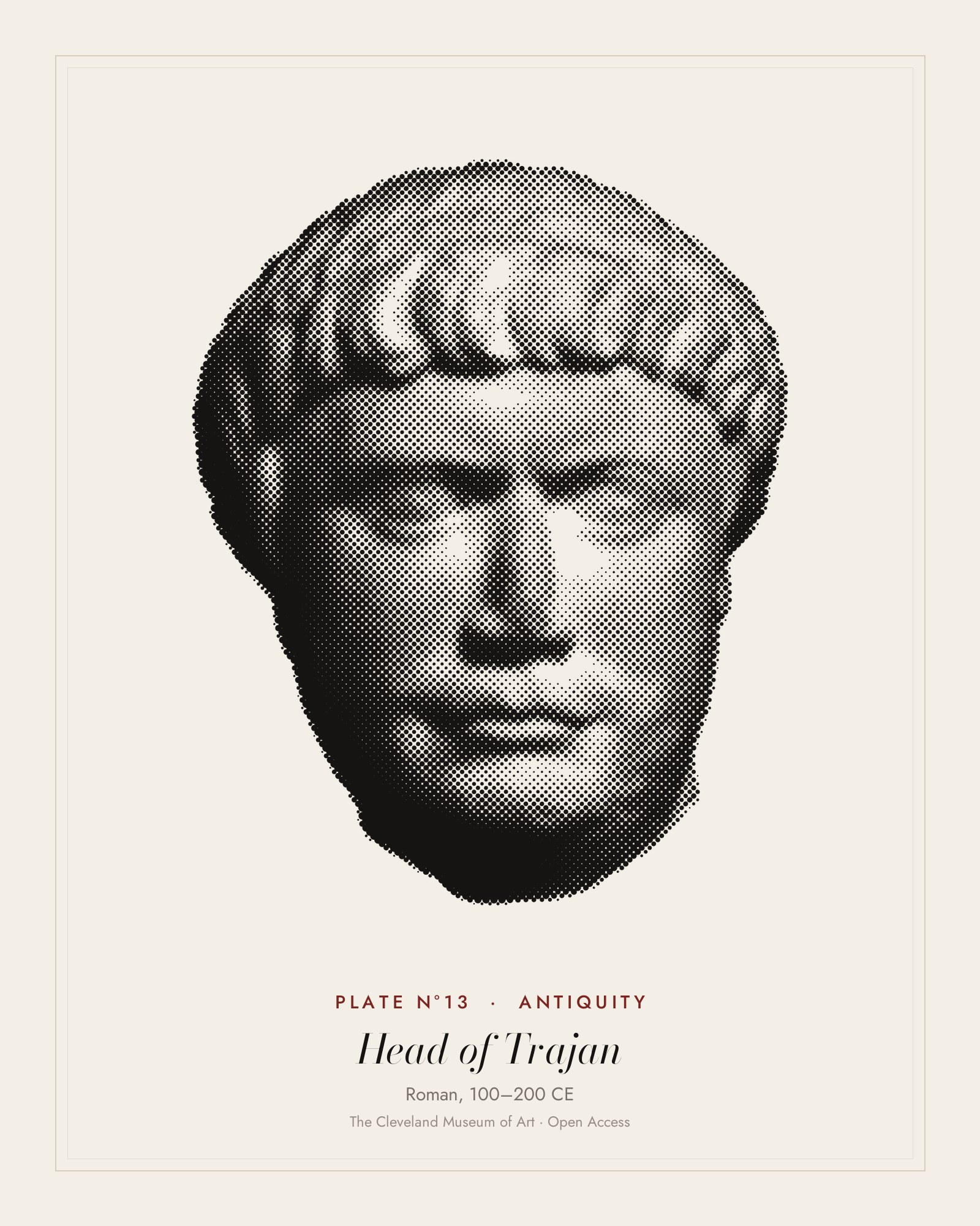 Plate N°13: Head of Trajan, Roman, 100–200 CE
