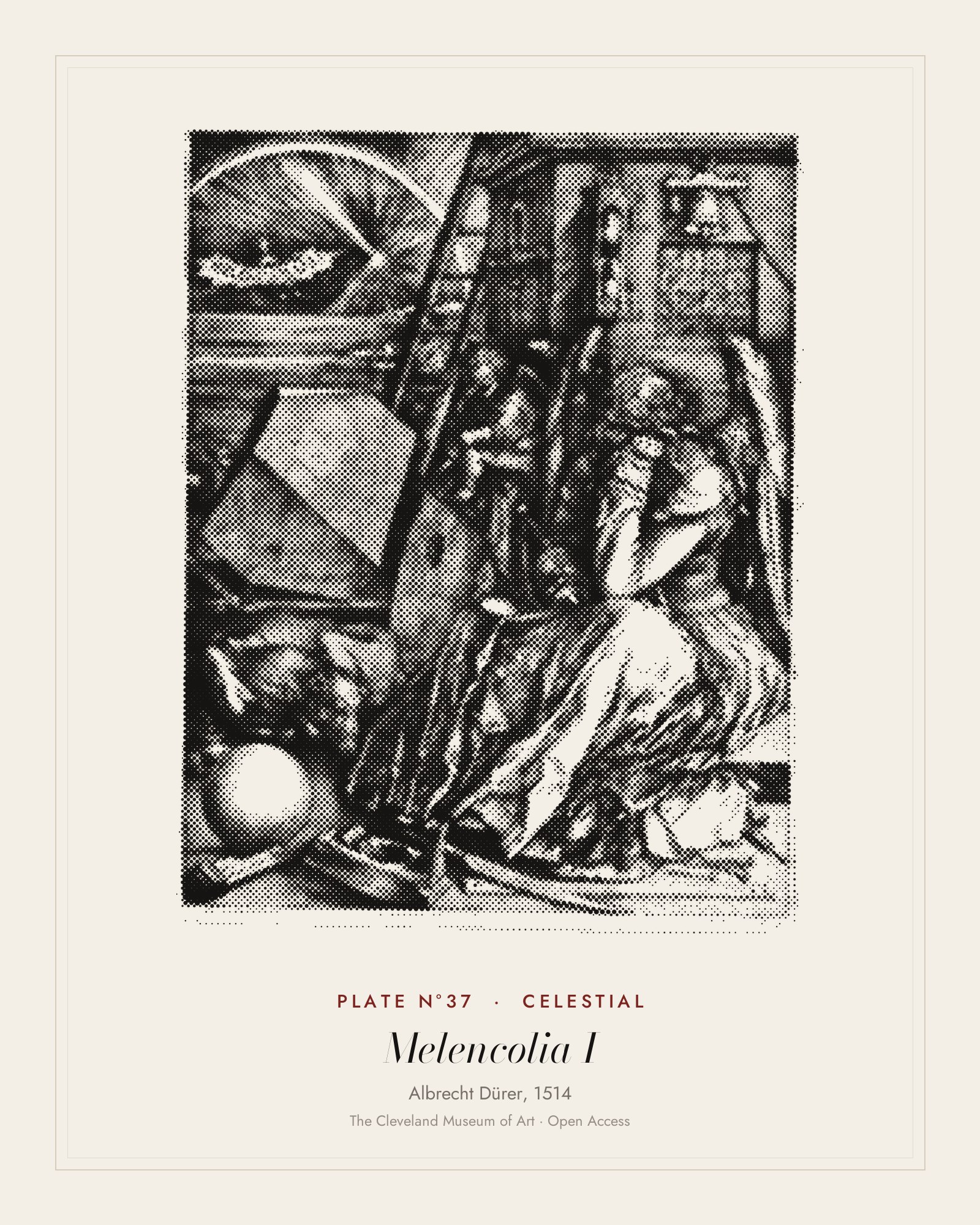 Plate N°37: Melencolia I, Albrecht Dürer, 1514