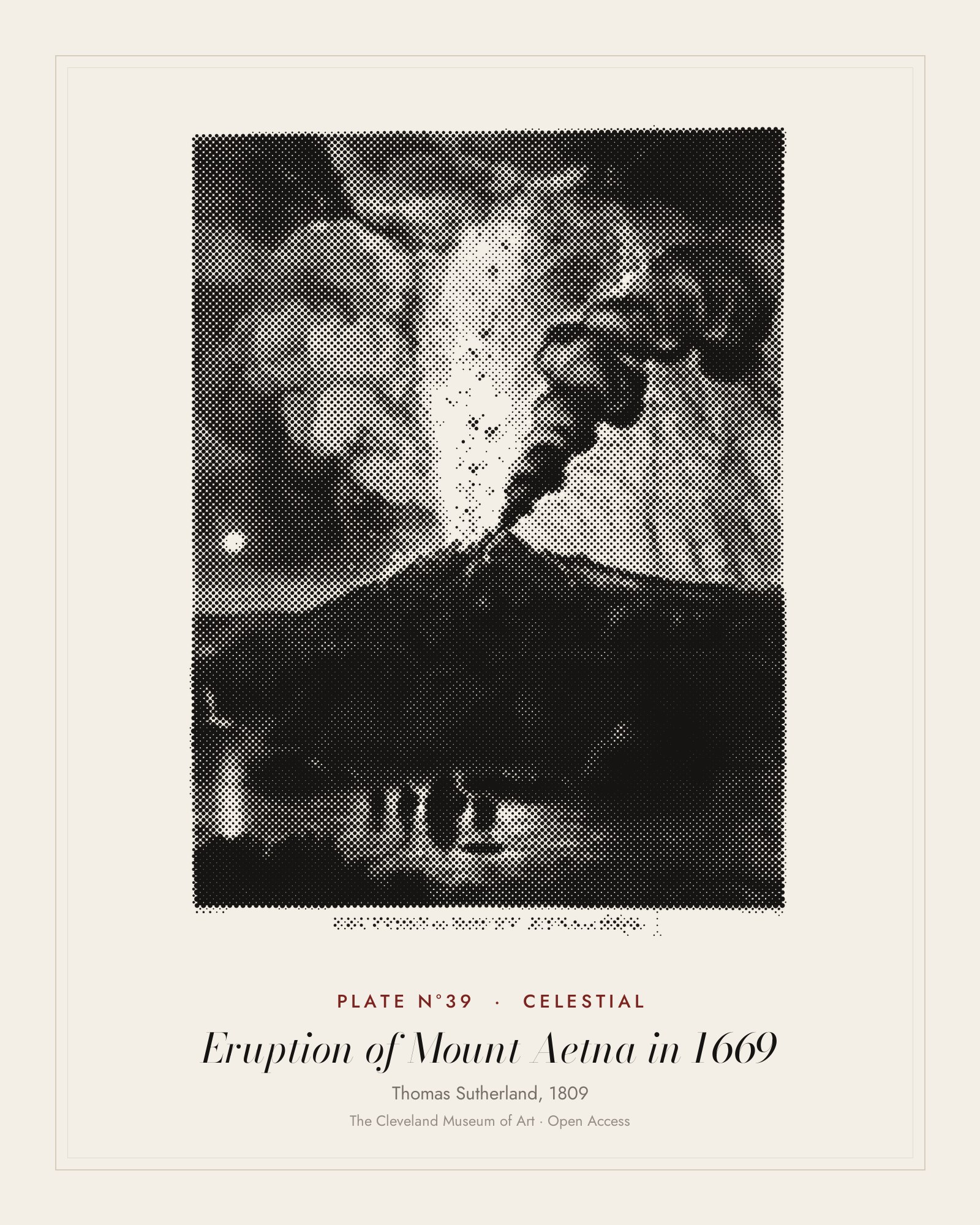 Plate N°39: Eruption of Mount Aetna in 1669, Thomas Sutherland, 1809