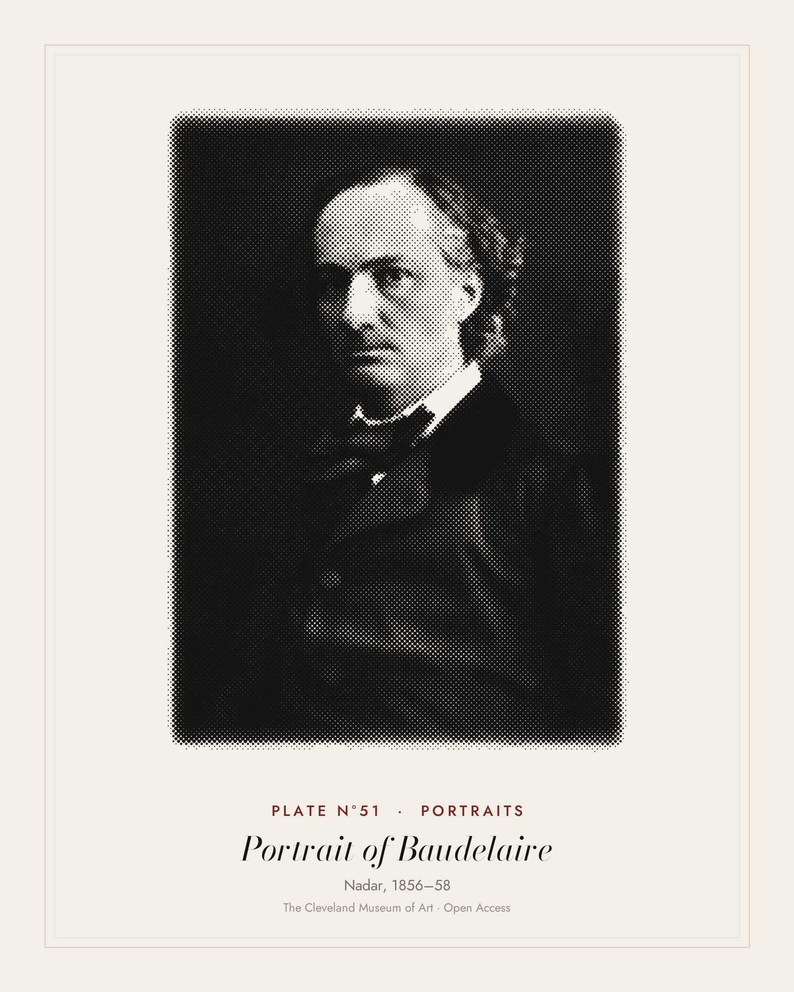 Plate N°51: Portrait of Baudelaire, Nadar, 1856–58