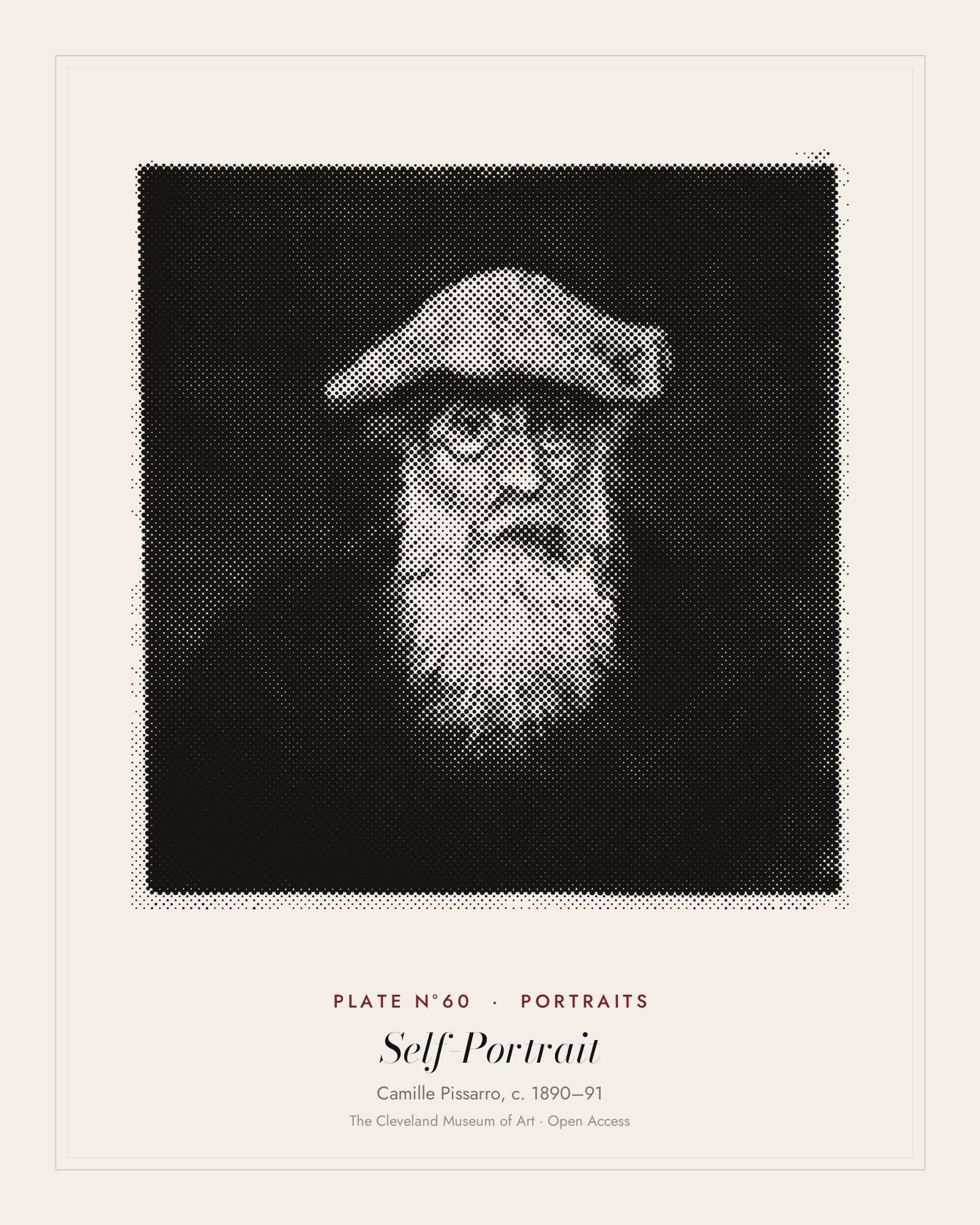 Plate N°60: Self-Portrait, Camille Pissarro, c. 1890–91