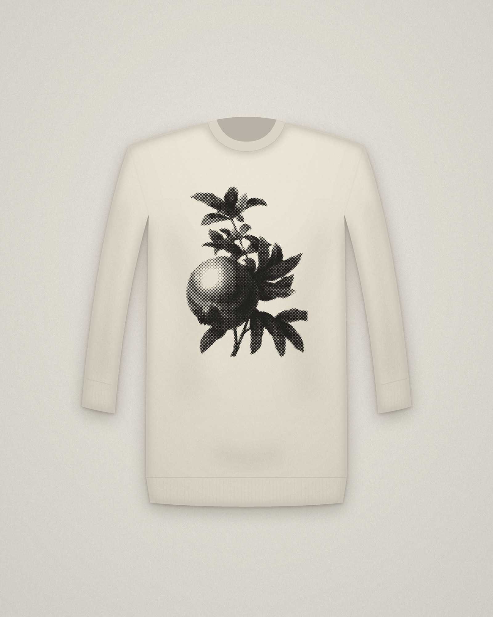 Pomegranate Crewneck in Natural, Grenade, from Choix des plus belles fleurs printed in halftone