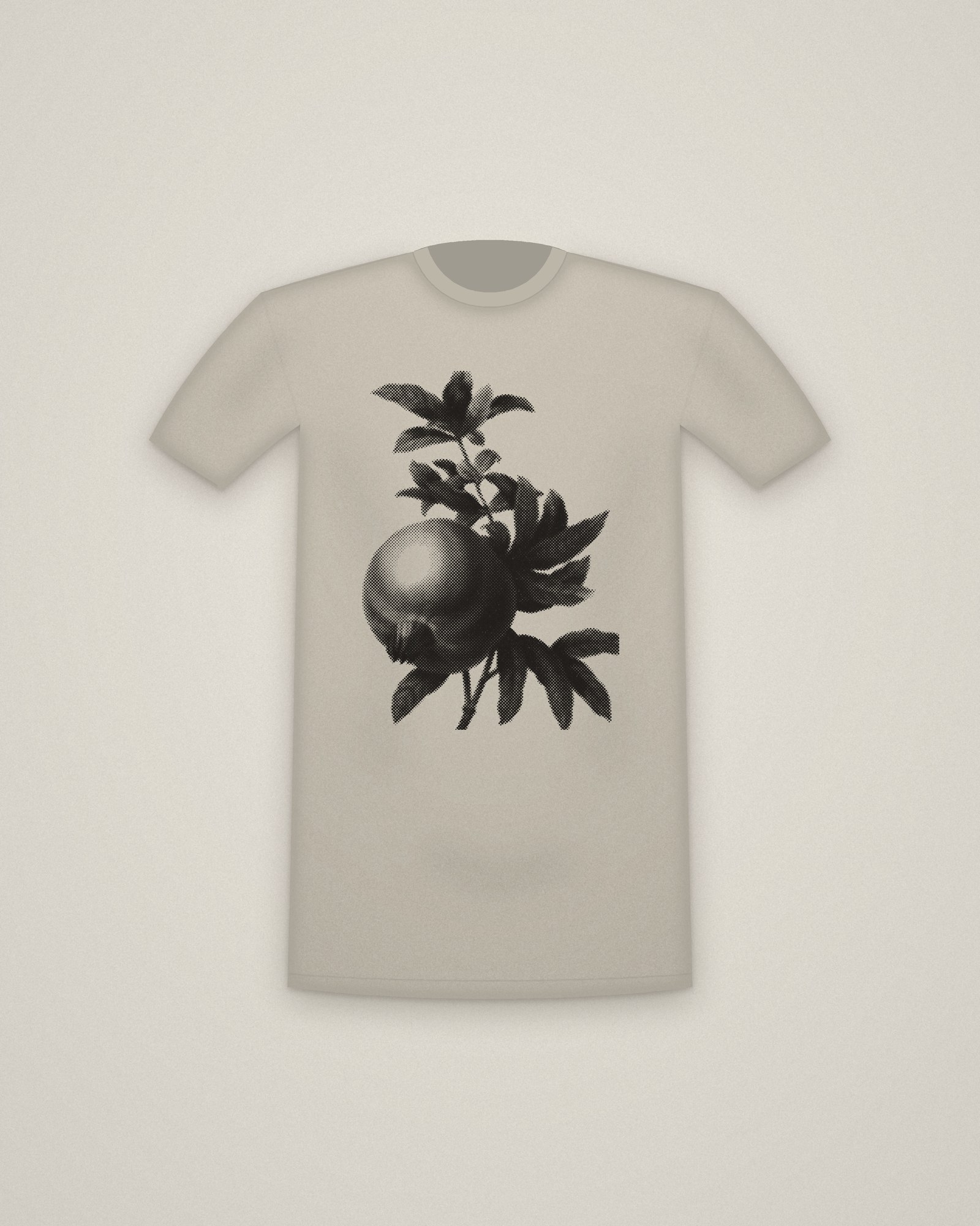 Pomegranate Tee in Stone, Grenade, from Choix des plus belles fleurs printed in halftone