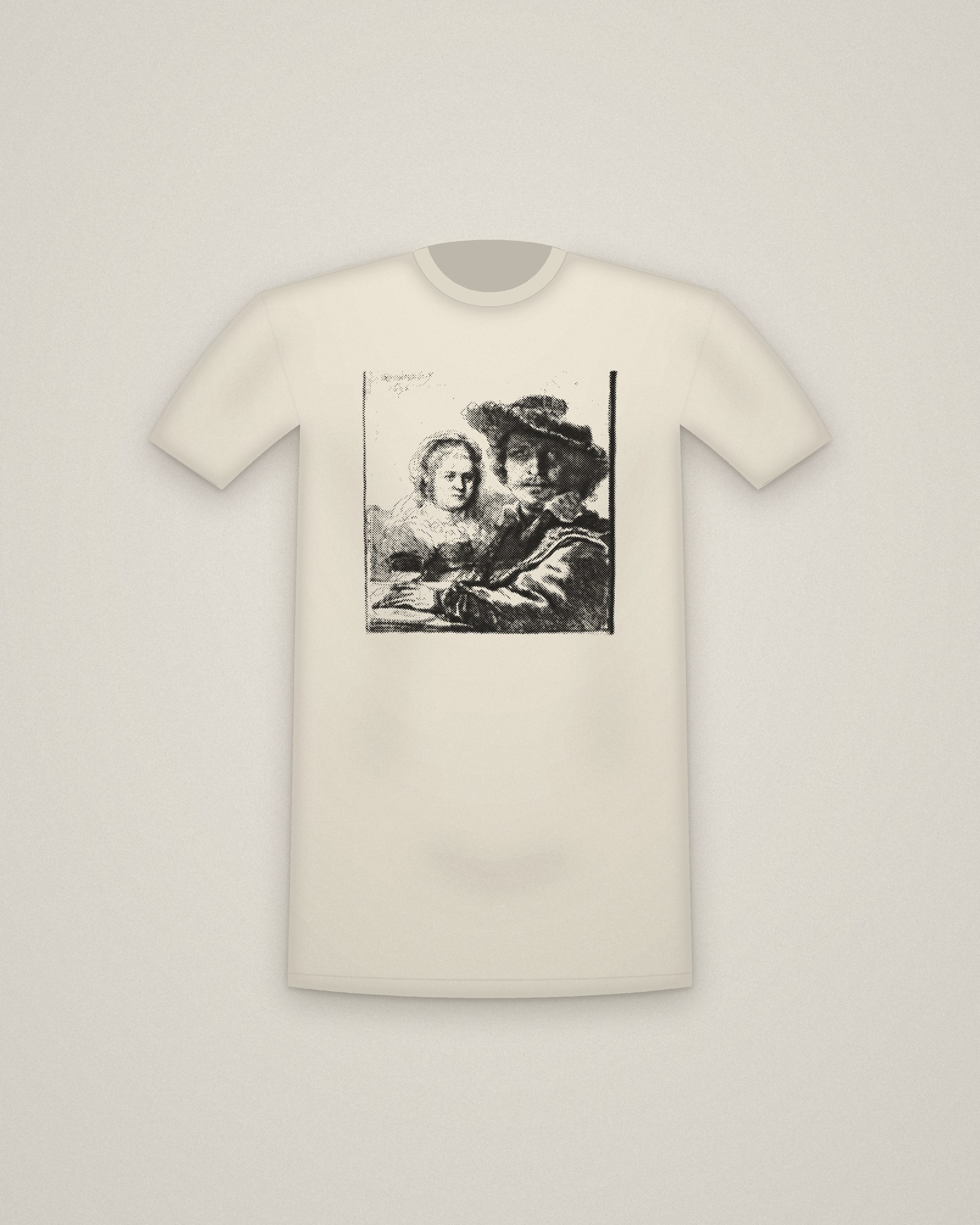 Rembrandt & Saskia Tee in Natural, Rembrandt and His Wife Saskia printed in halftone