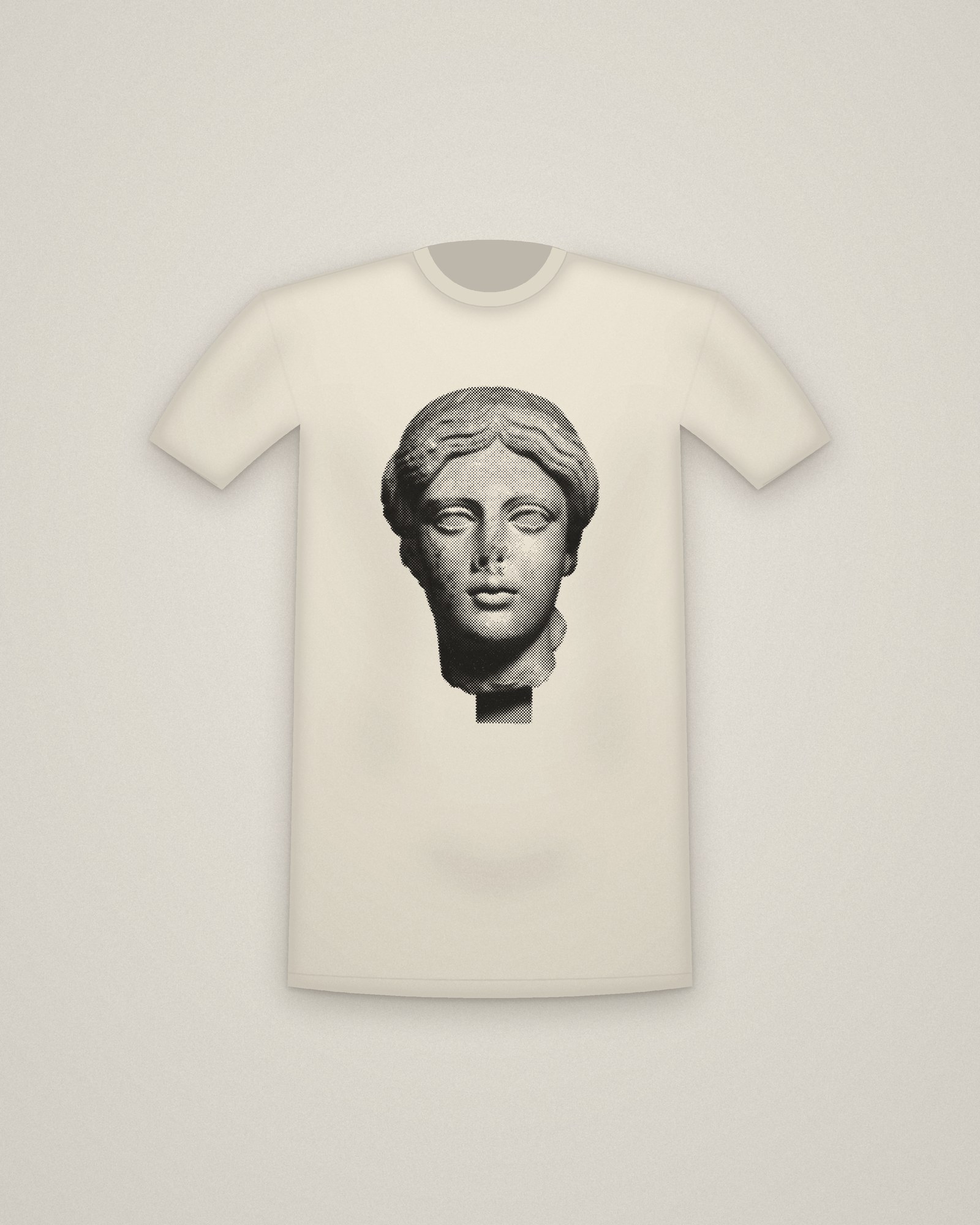Roman Ideal Tee in Natural, Idealized Head printed in halftone