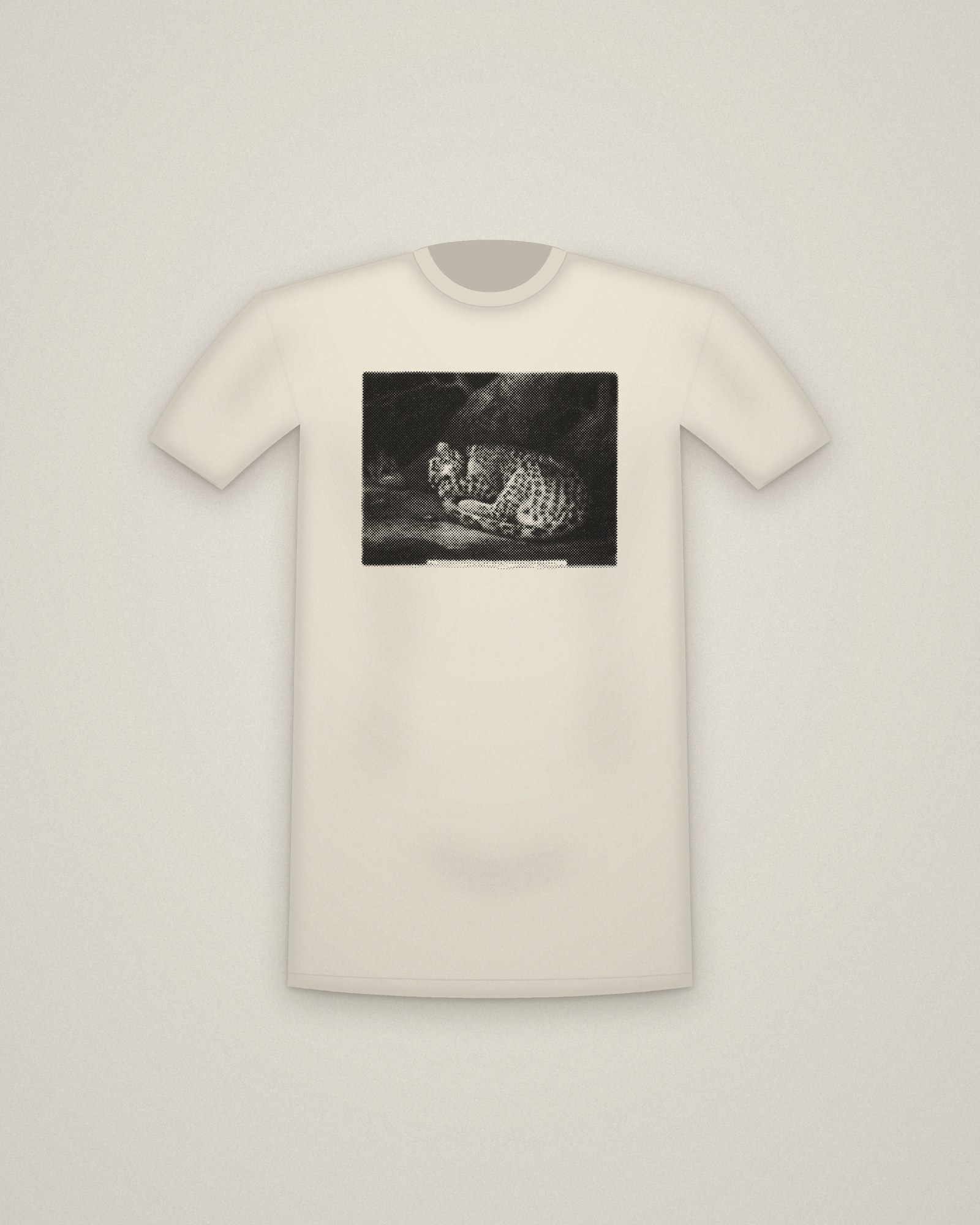 Sleeping Leopard Tee in Natural, A Sleeping Leopard printed in halftone