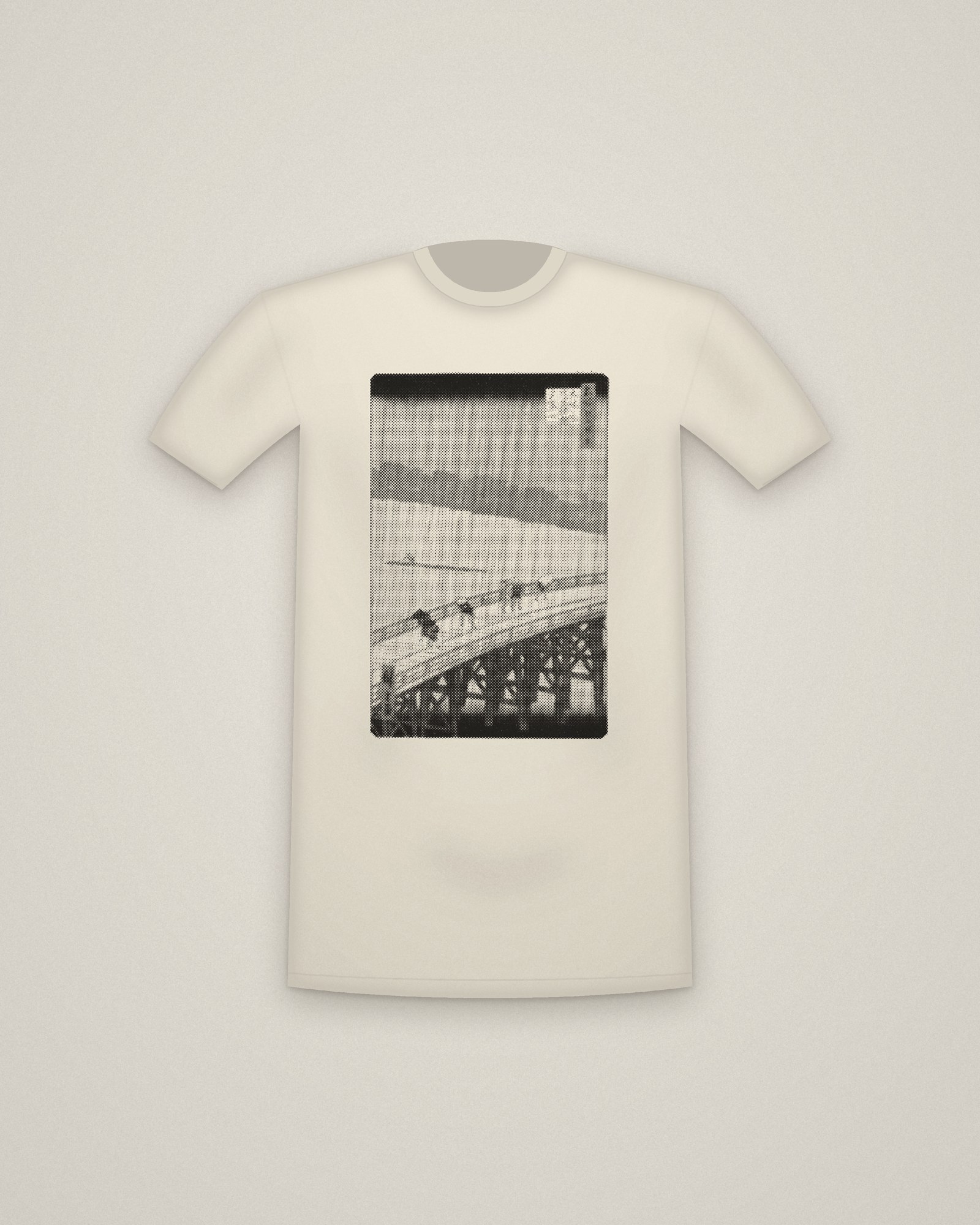 Sudden Shower Tee in Natural, Sudden Shower over Shin-Ōhashi Bridge and Atake, from One Hundred Famous Views of Edo printed in halftone