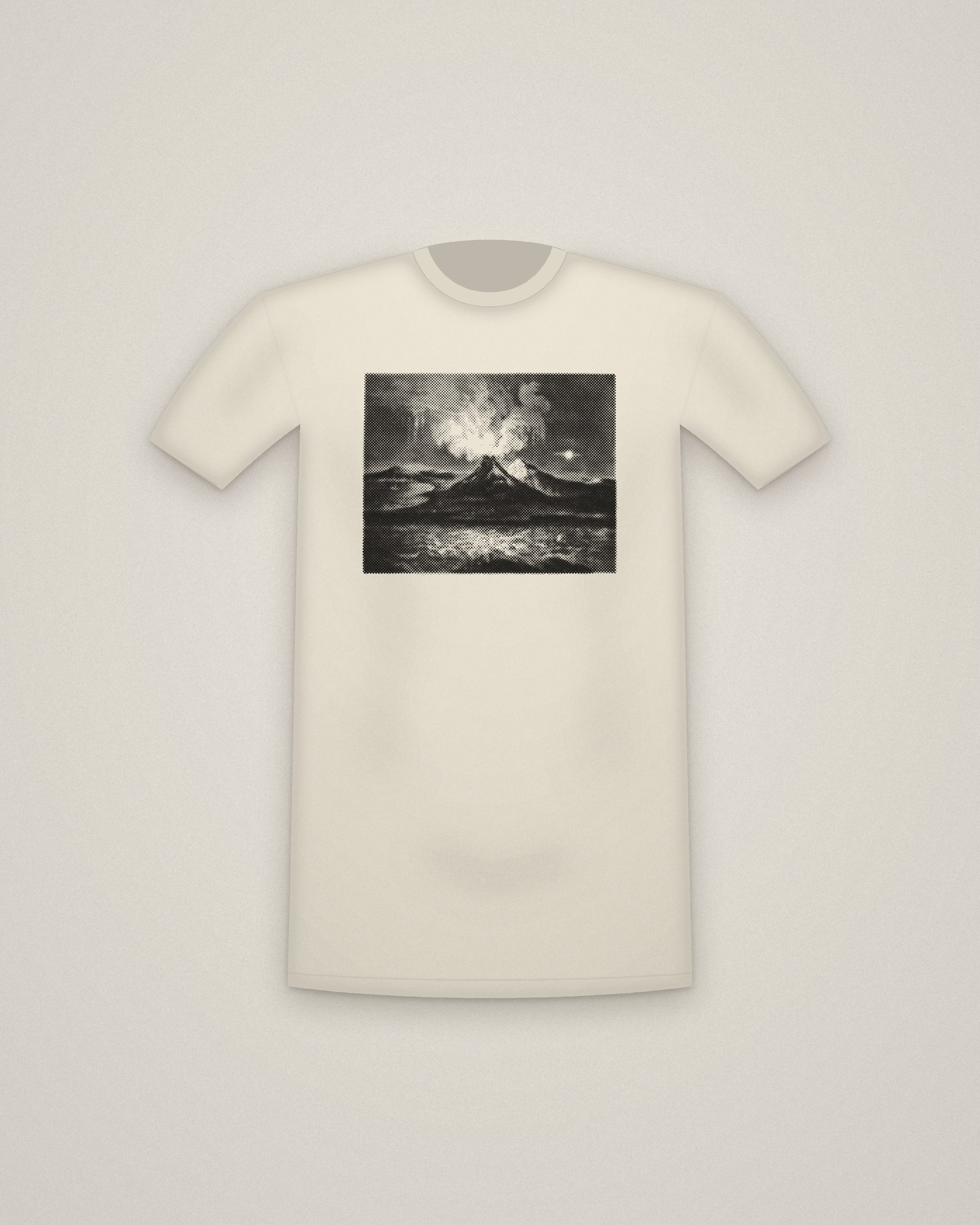 Vesuvius Tee in Natural, Eruption of Mount Vesuvius in 1769 printed in halftone