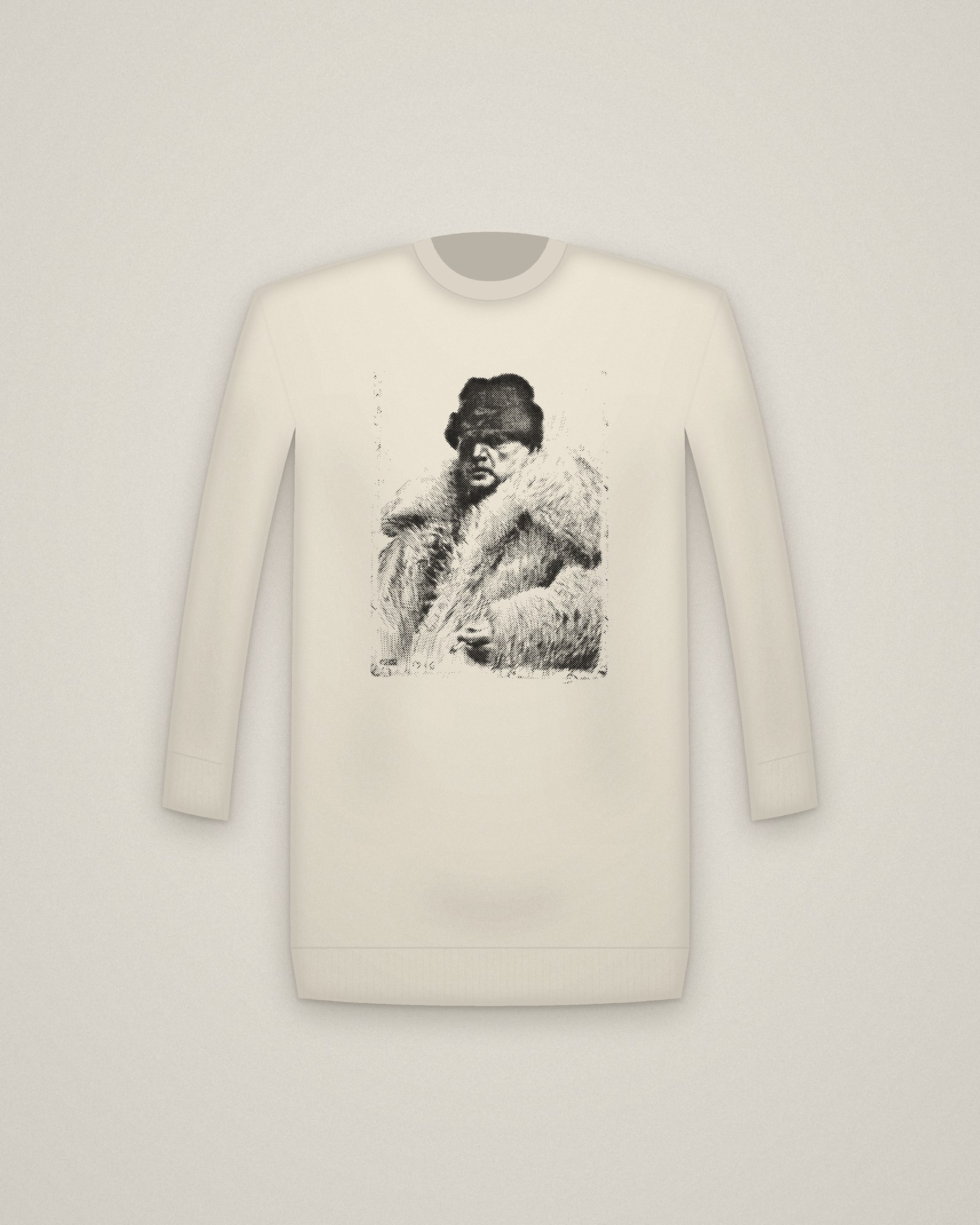 Zorn Crewneck in Natural, Self-Portrait printed in halftone