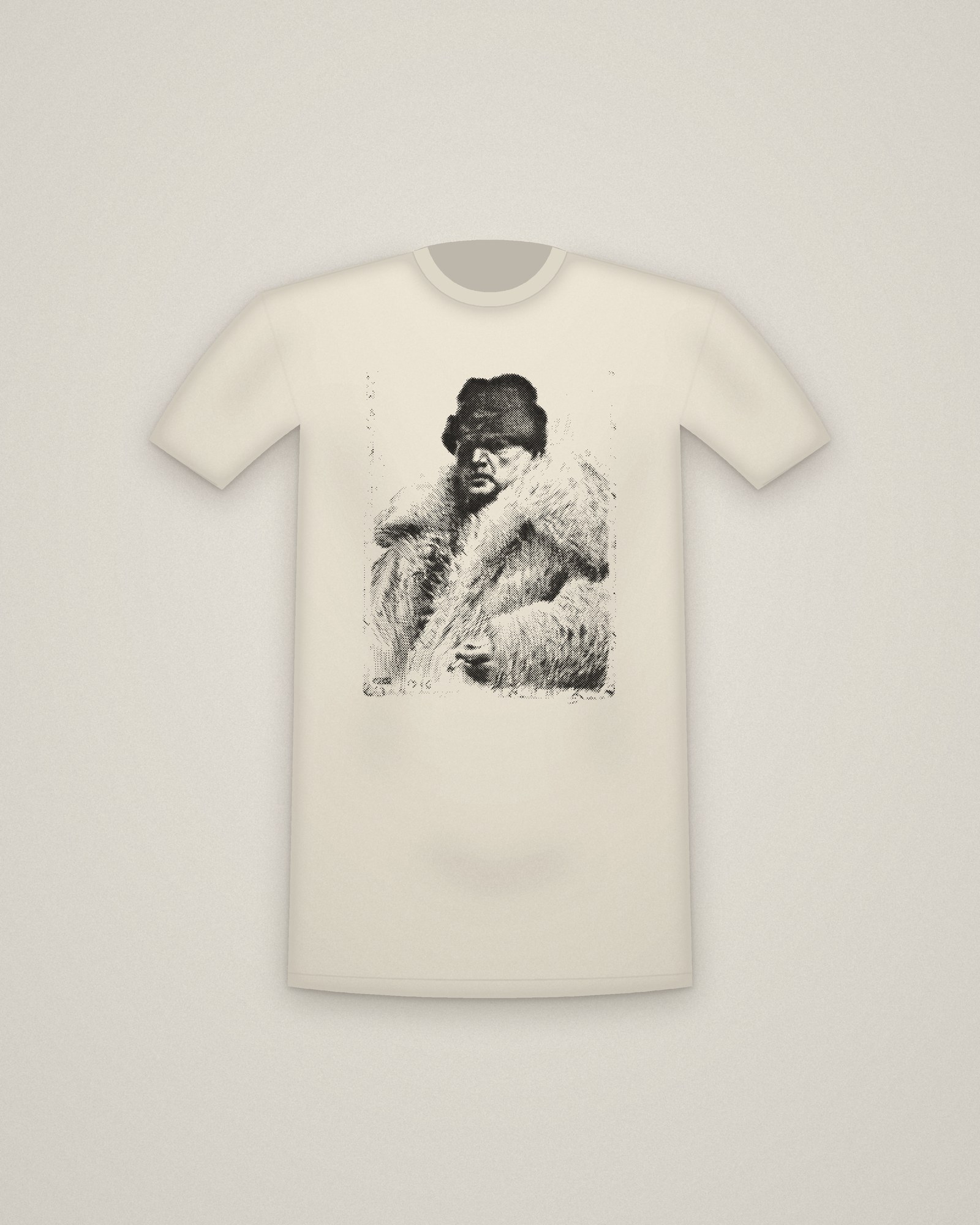 Zorn Tee in Natural, Self-Portrait printed in halftone